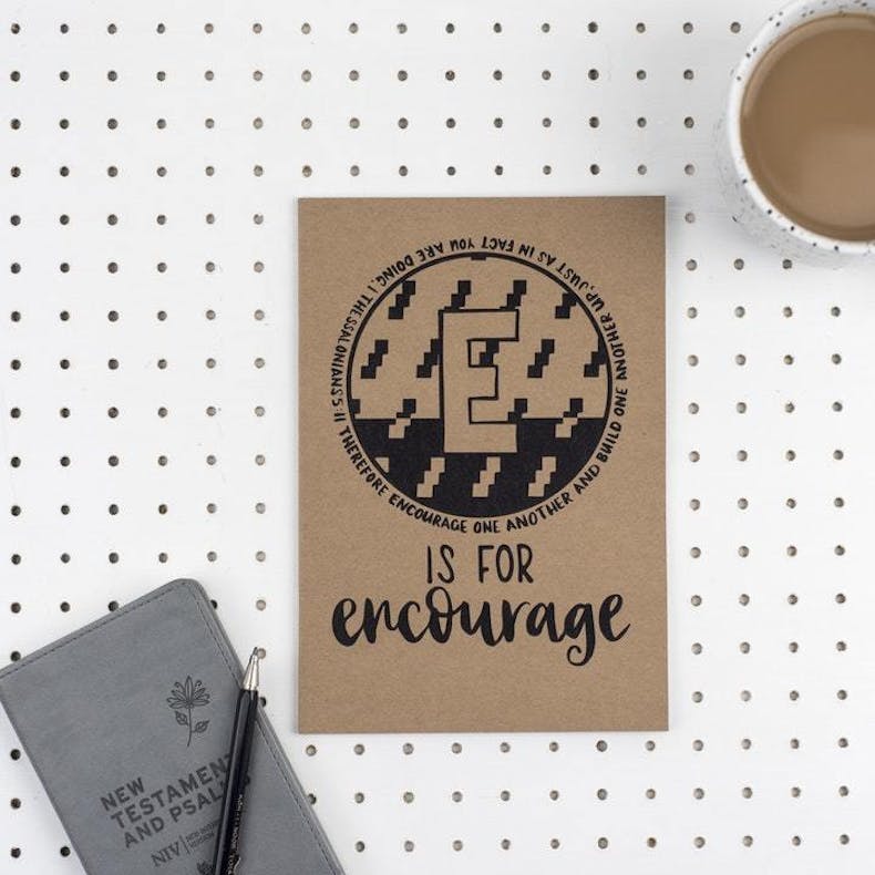 13 E Is For Encourage Christian Notebook | Cheerfully Given