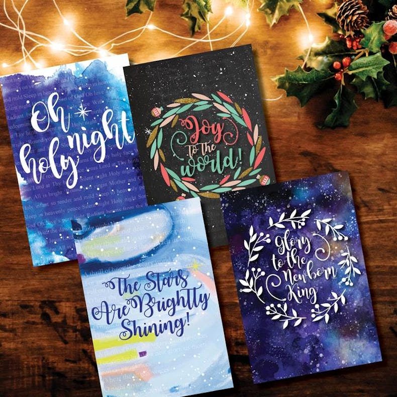 Watercoloured Christian Christmas Cards by Nova Grace at Cheerfully Given