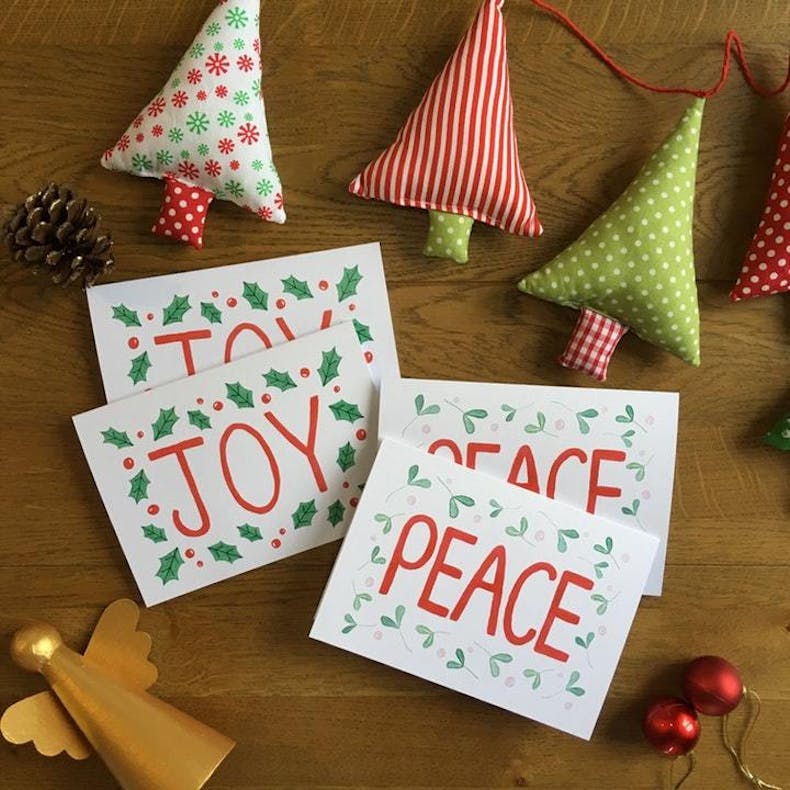 Joy and Peace Traditional Christmas Cards by Treasured Creativity at Cheerfully Given