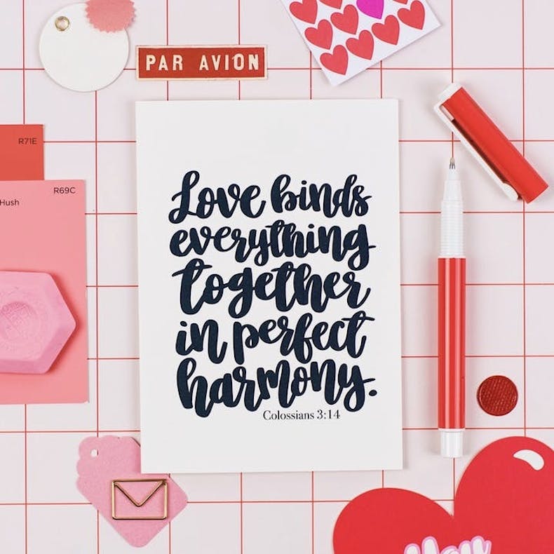 Love binds everything together in perfect harmony Colossians 3:14 Scripture Print