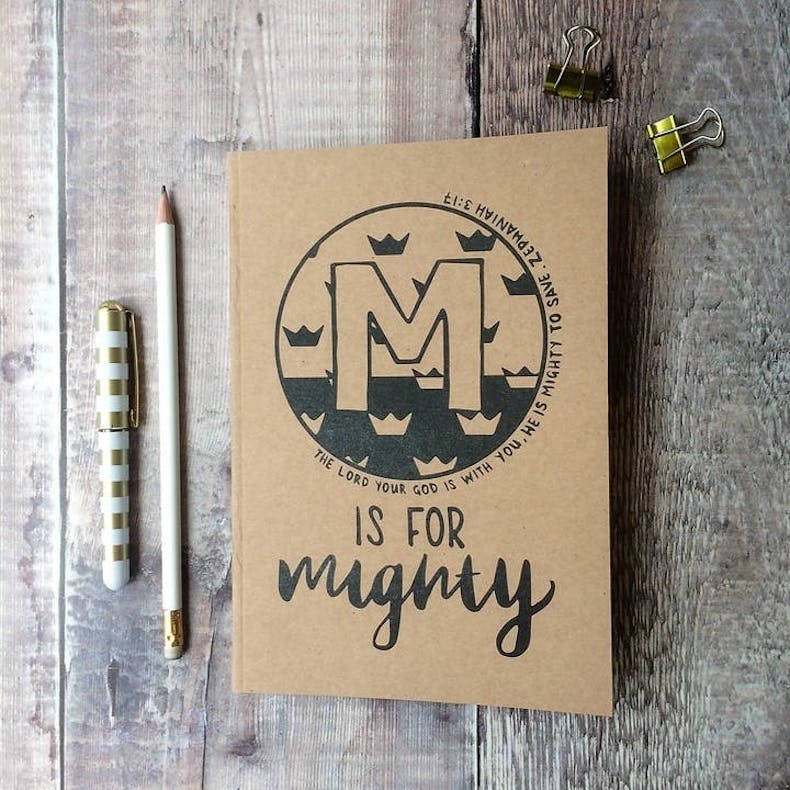 M Is For Mighty Notebook Hope and Ginger notebook at Cheerfully Given