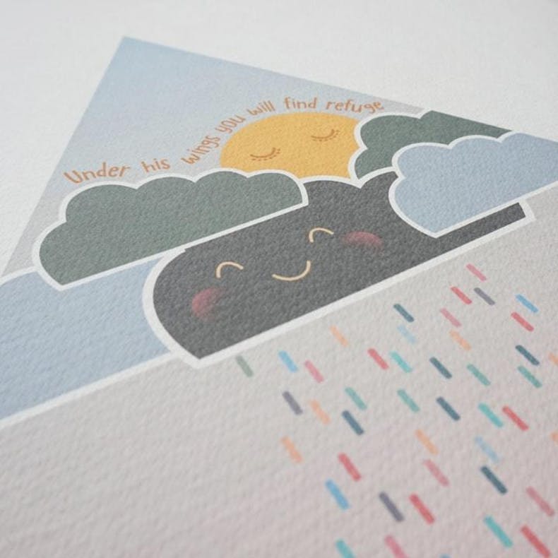 Colourful rain from grey clouds Meadow Rain Christian Wall Decals by Wonderfully Made @ Cheerfully Given