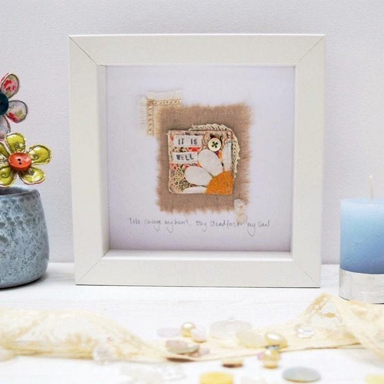 Take Courage My Heart Christian Textile Art by Teeny White Daisy at Cheerfully Given