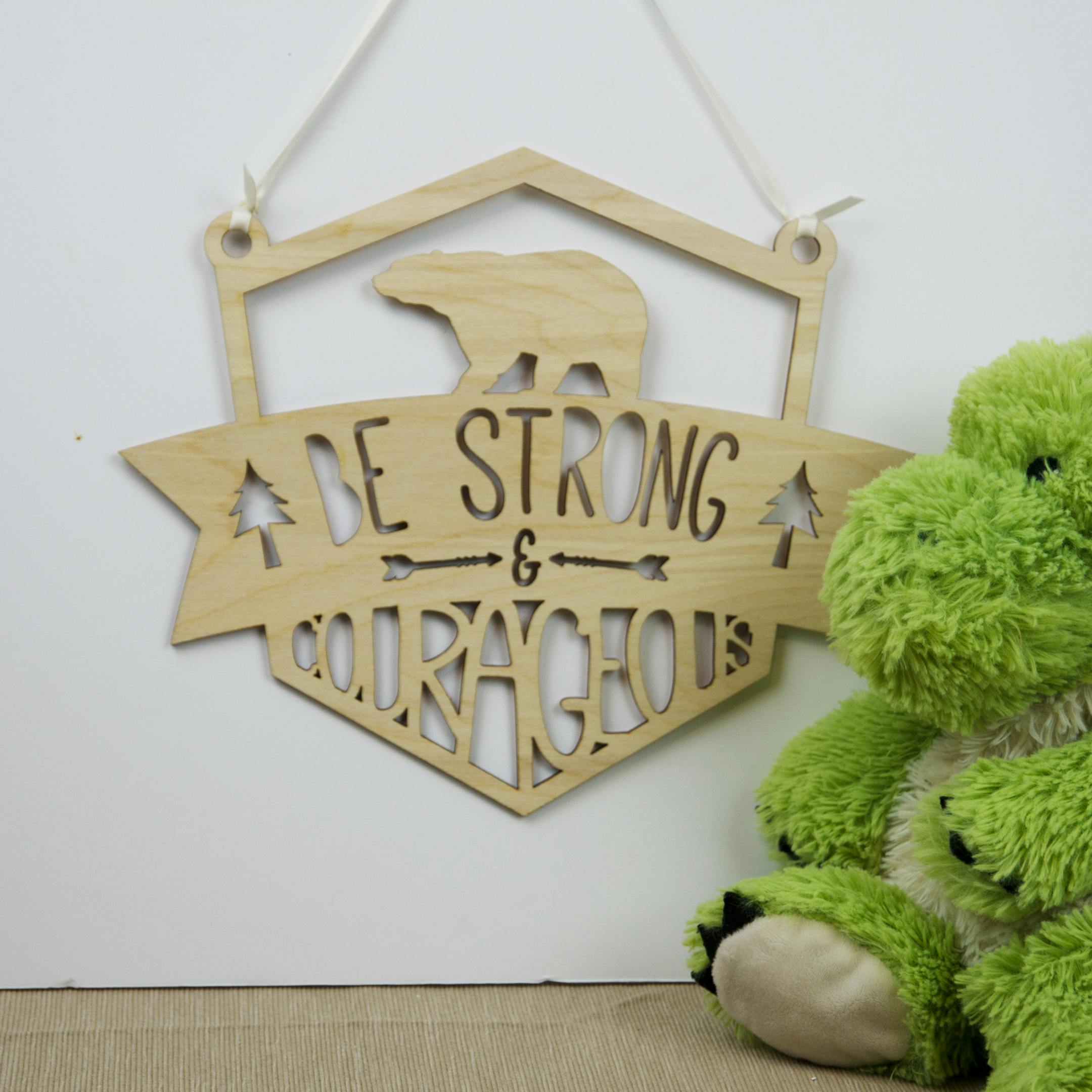 'Be Strong & Courageous' Woodland Themed Wooden Sign - Joshua 1:9 - Birch and Tides