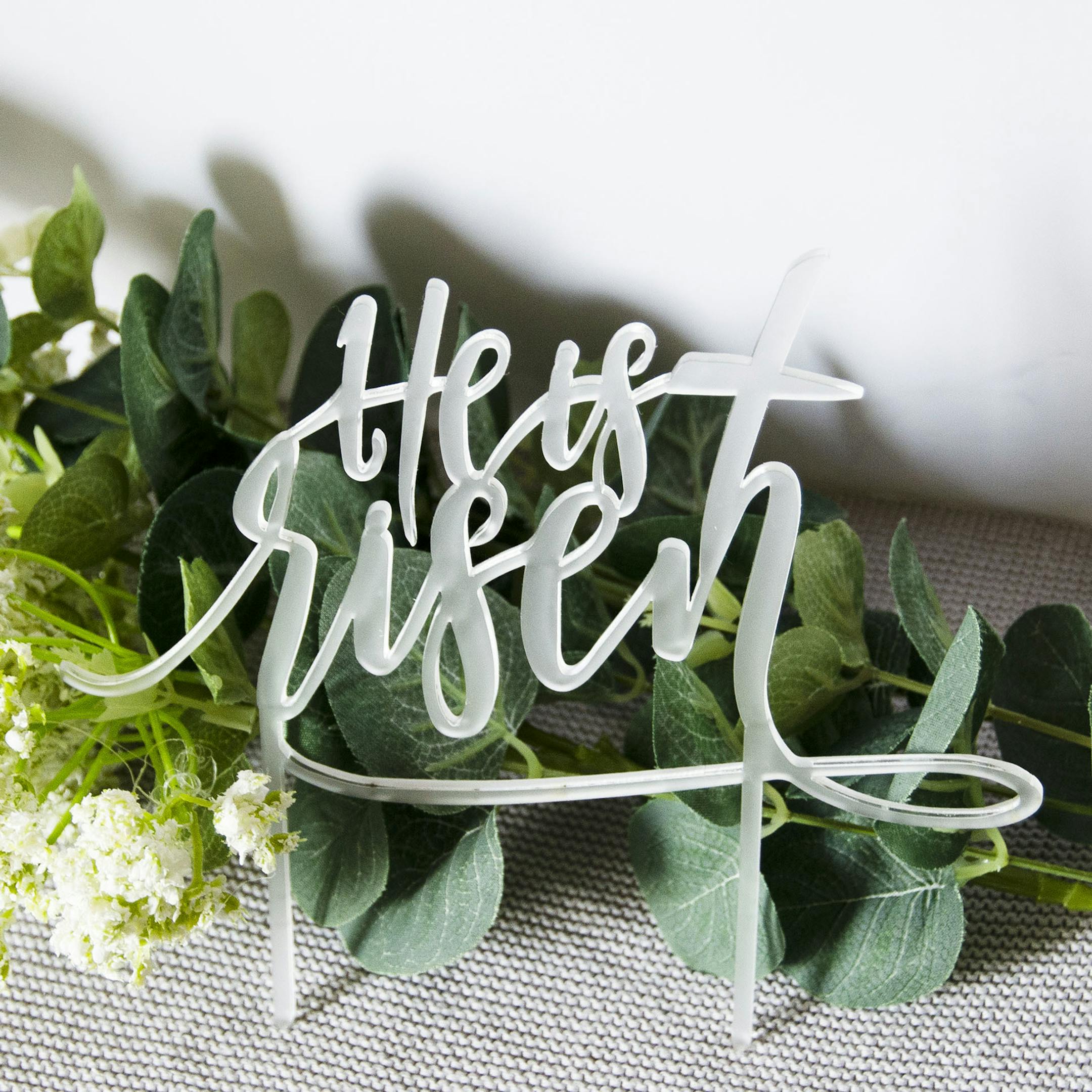 'He Is Risen' Easter Cake Topper - Matthew 28:6 - Birch and Tides
