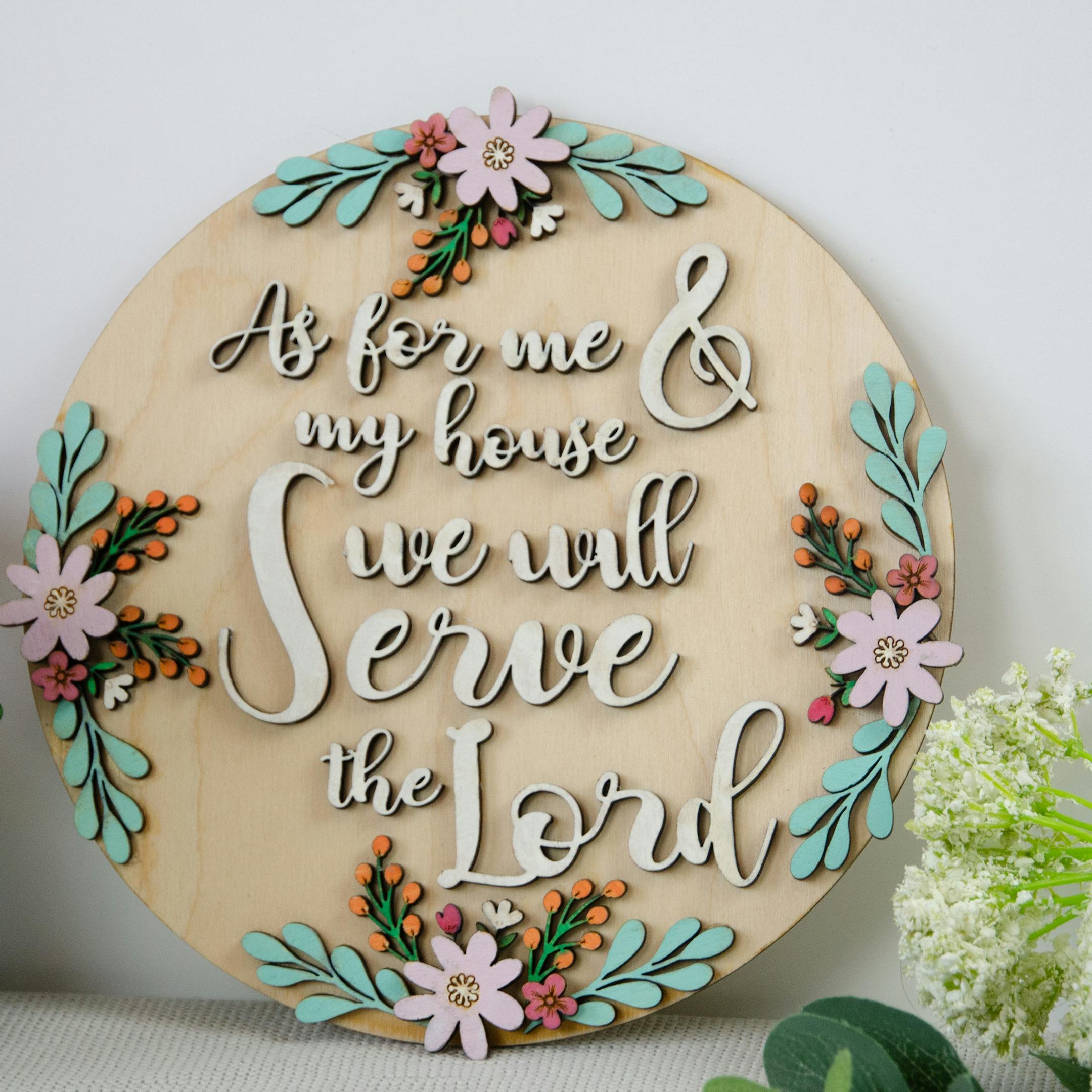 Serve the Lord - Wooden Verse Sign - Joshua 24:15 - Birch and Tides