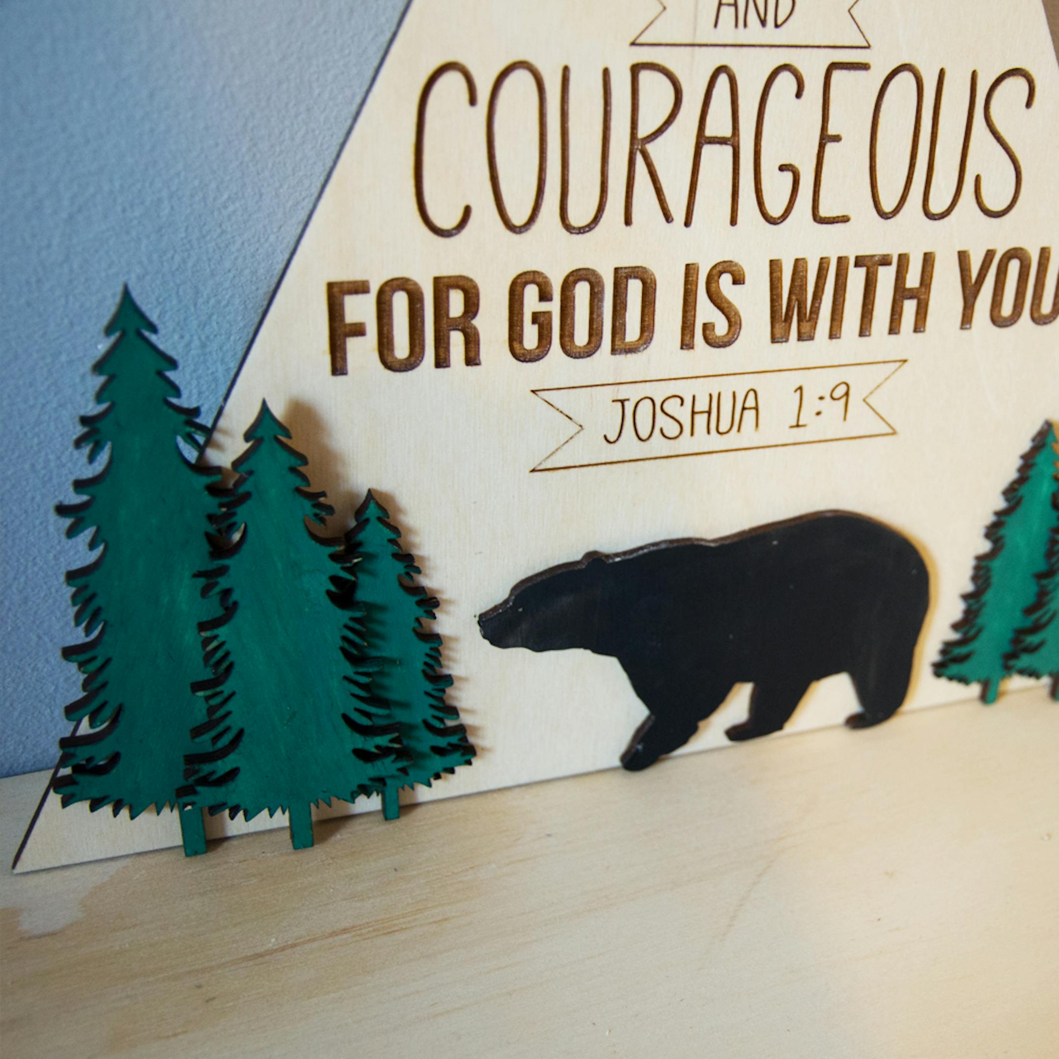 Wooden Nursery Sign - Joshua 1:9 - Be Strong - Birch and Tides