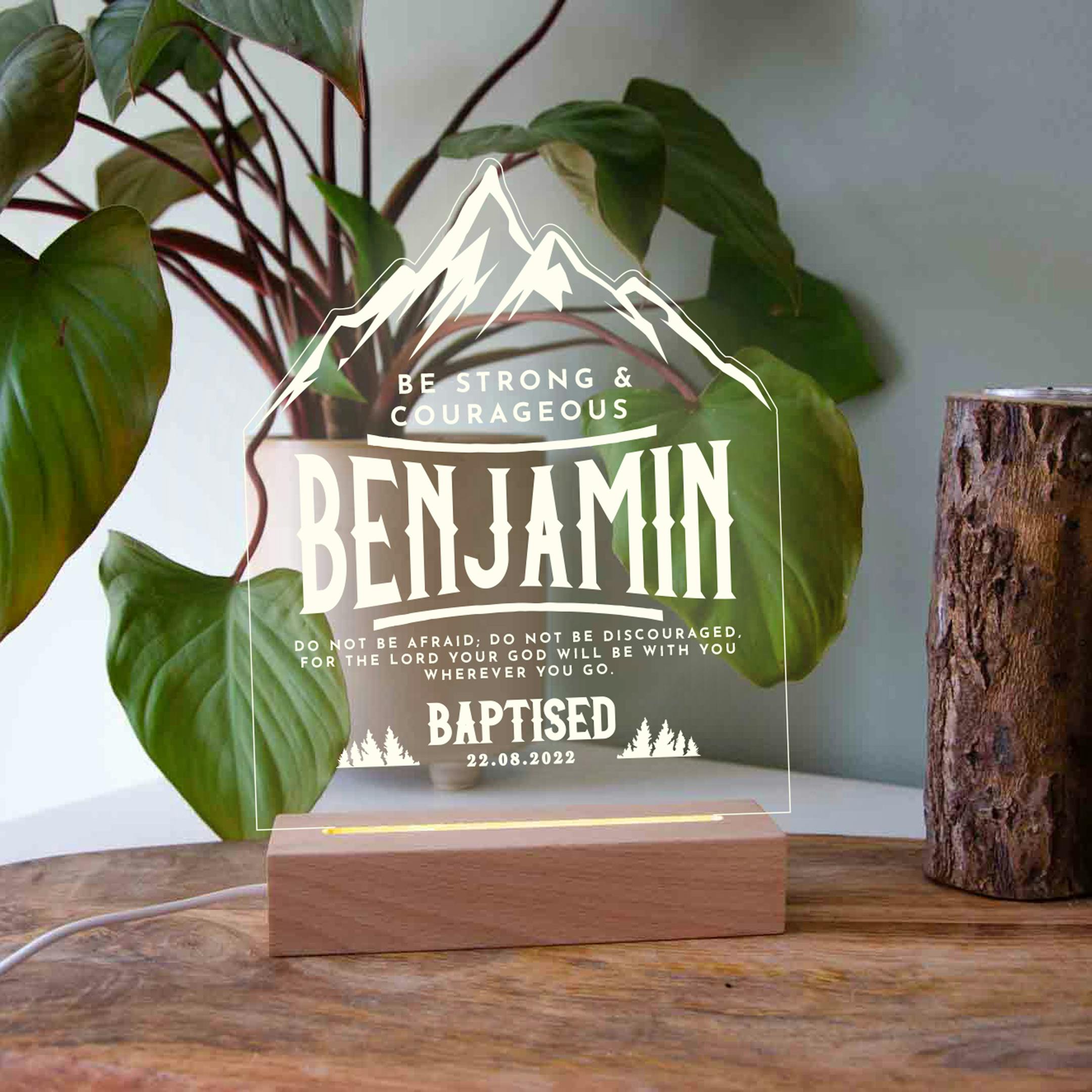 Joshua 1:9 Baptism Light | Birch and Tides @ Cheerfully Given