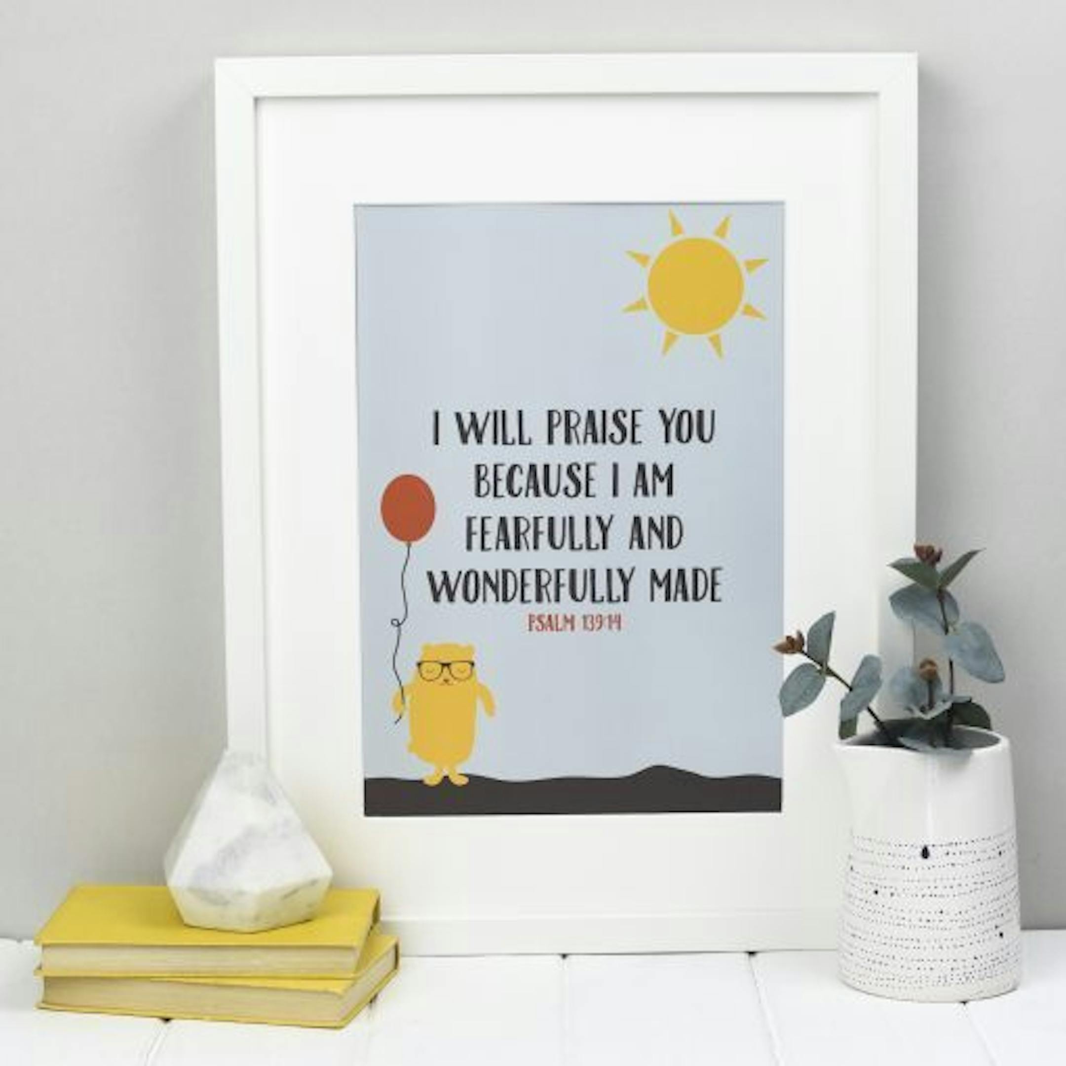 Fearfully and Wonderfully Made Christian Nursery Print - Psalm 139:14