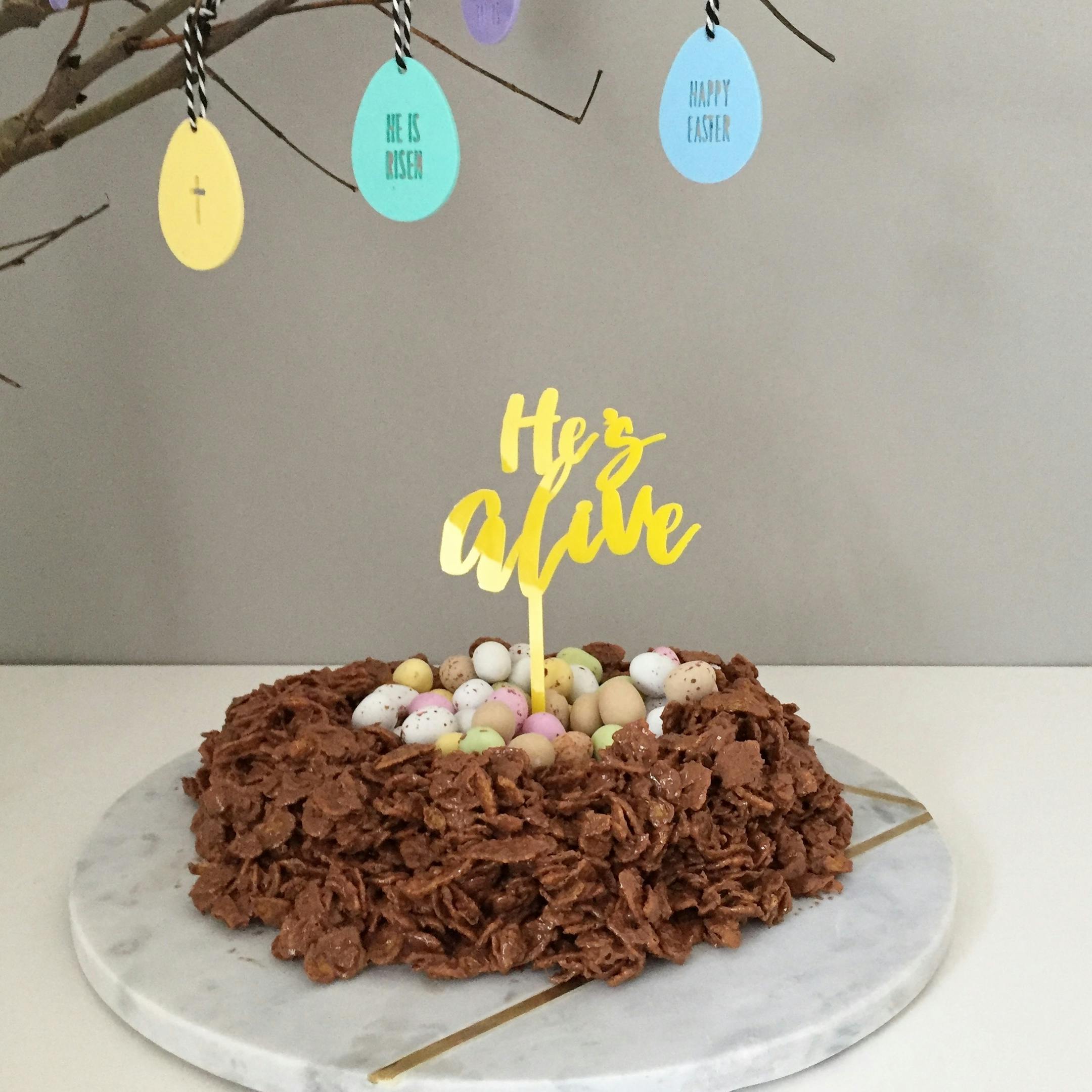 He is Alive Easter Cake Topper | Christian Easter Decor | Creative Bea | Cheerfully Given