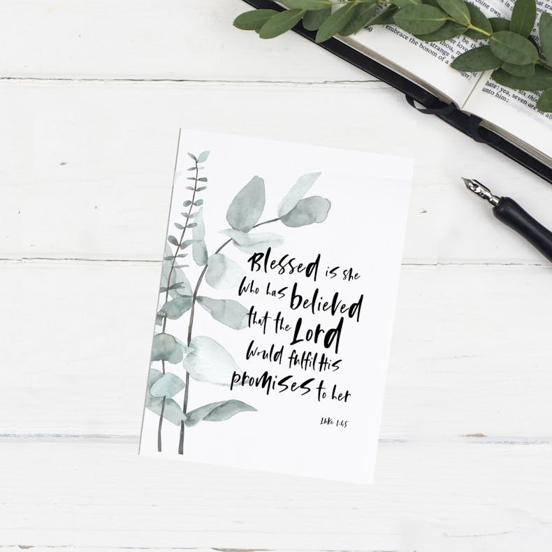 Blessed Is She Card | Christian Lettering Company | Cheerfully Given