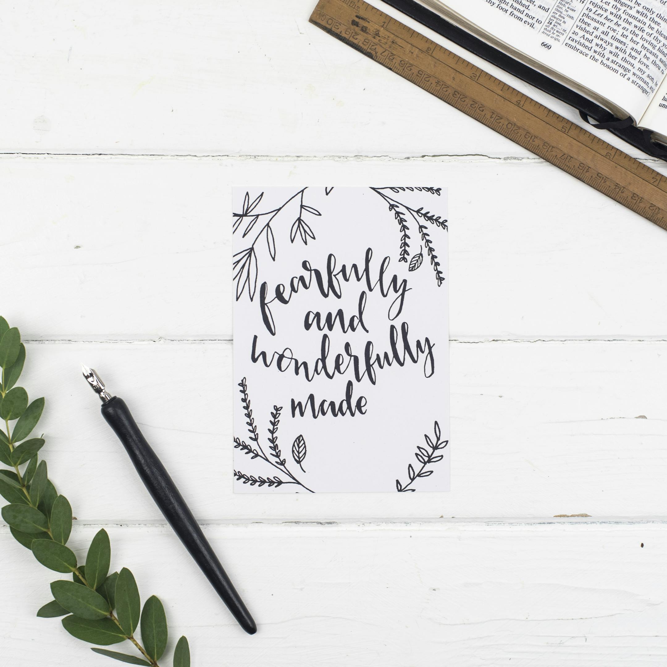 Encouragement Fearfully And Wonderfully Made Postcard - Christian Lettering Company