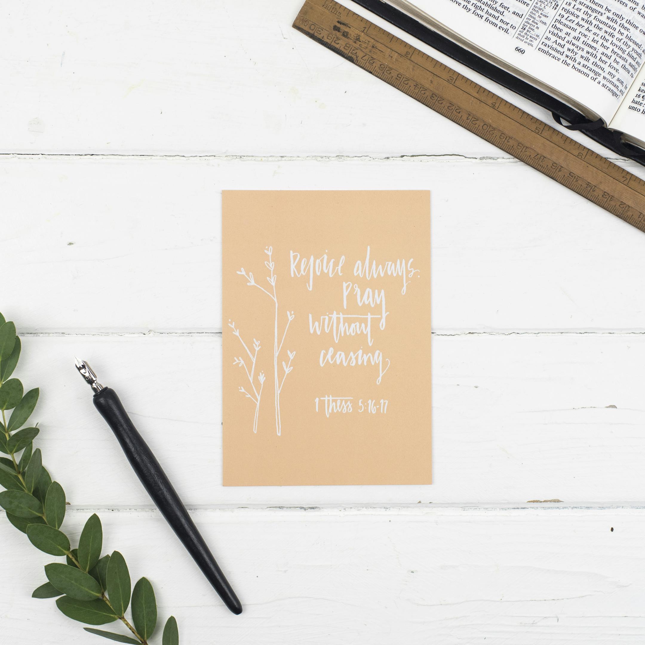 Rejoice Always Postcard - 1 Thessalonians 5:16-17 - Christian Lettering Company