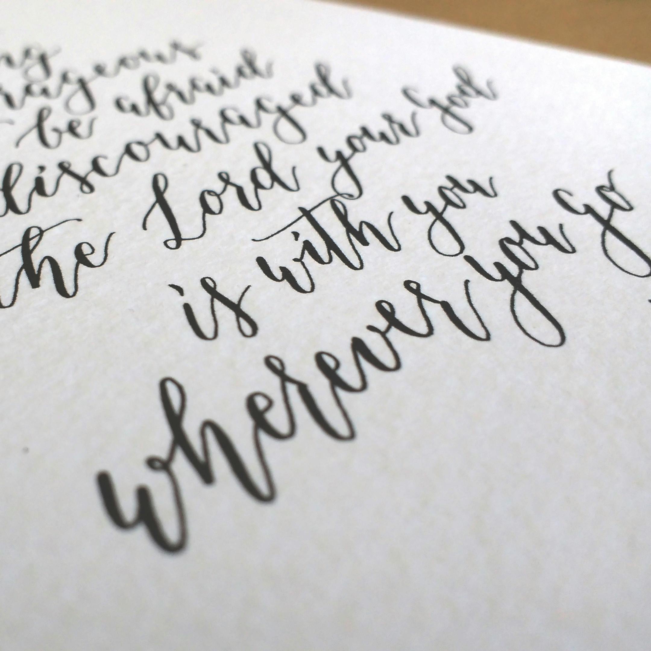 Joshua 1:9 Modern Calligraphy Print | Chassy Calligraphy | Cheerfully Given