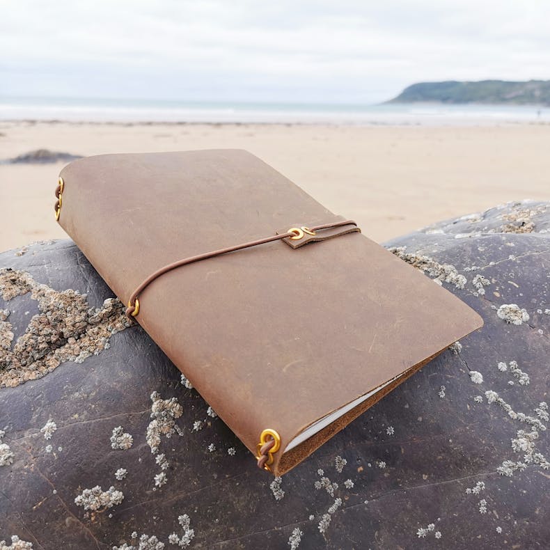 Real Leather Travelers Journal Cover | DotK Design @ Cheerfully Given