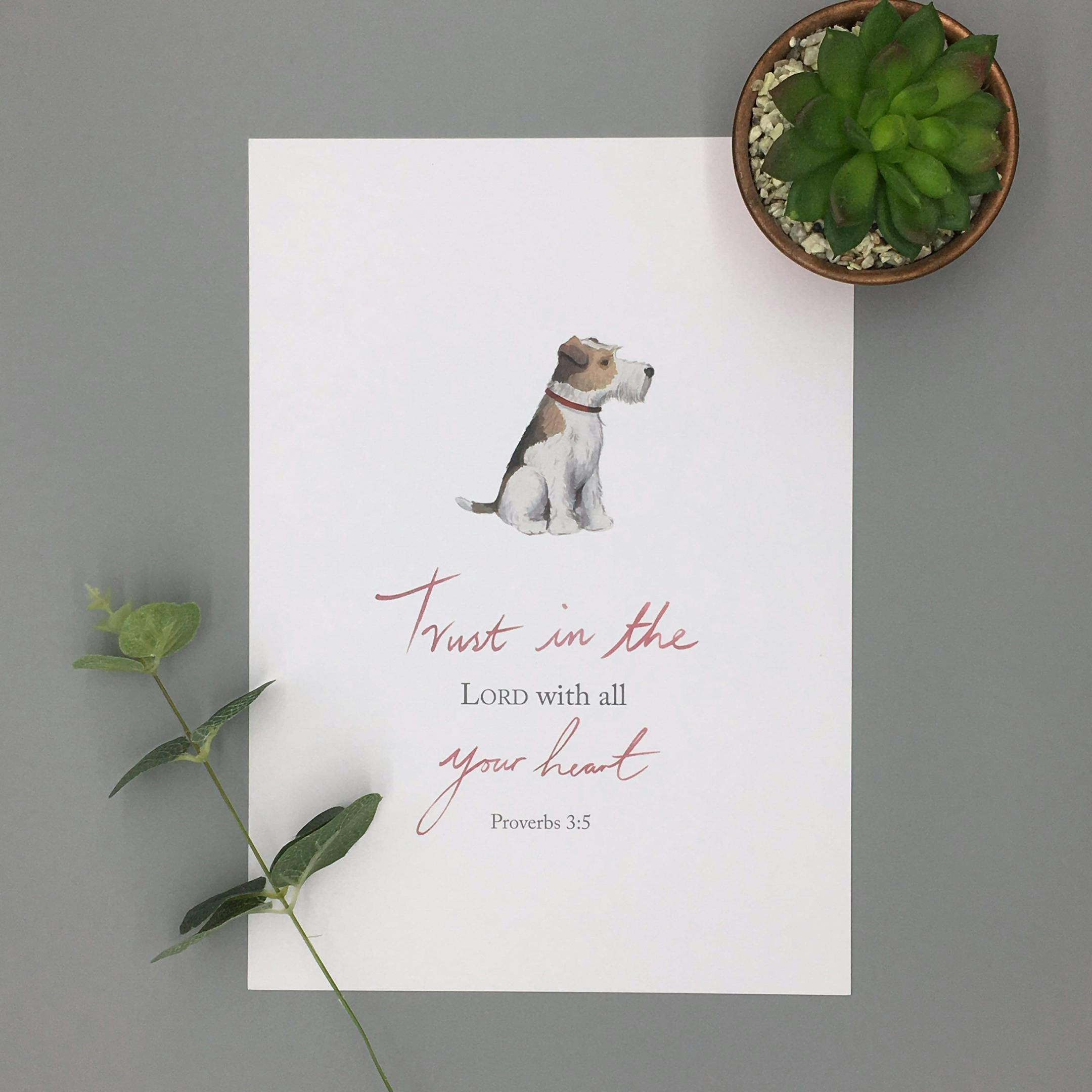 A4/A5 Trust Print - Proverbs 3:5 - Forget-Me-Not Christian Cards
