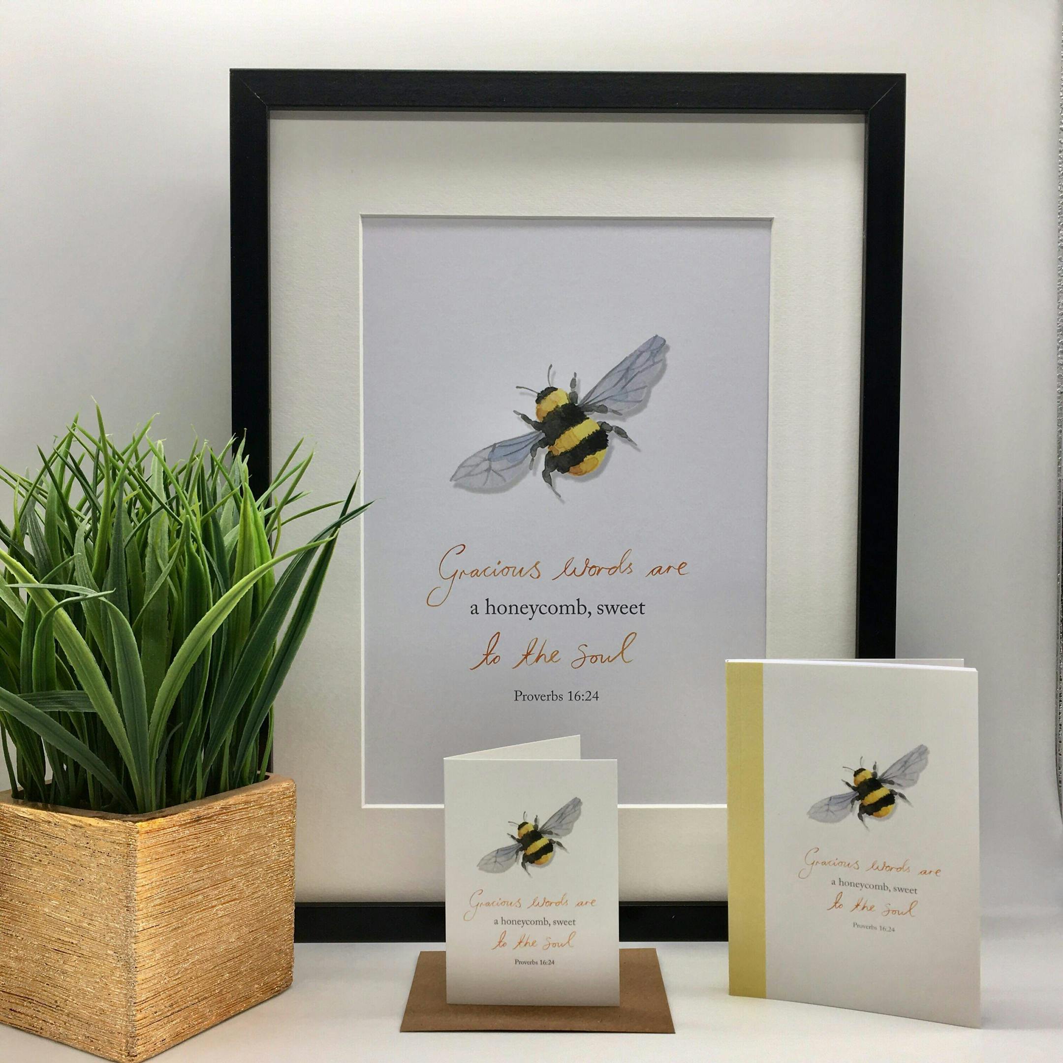 Bee Honeycomb - Proverbs 16:24 - Forget-Me-Not Christian Cards
