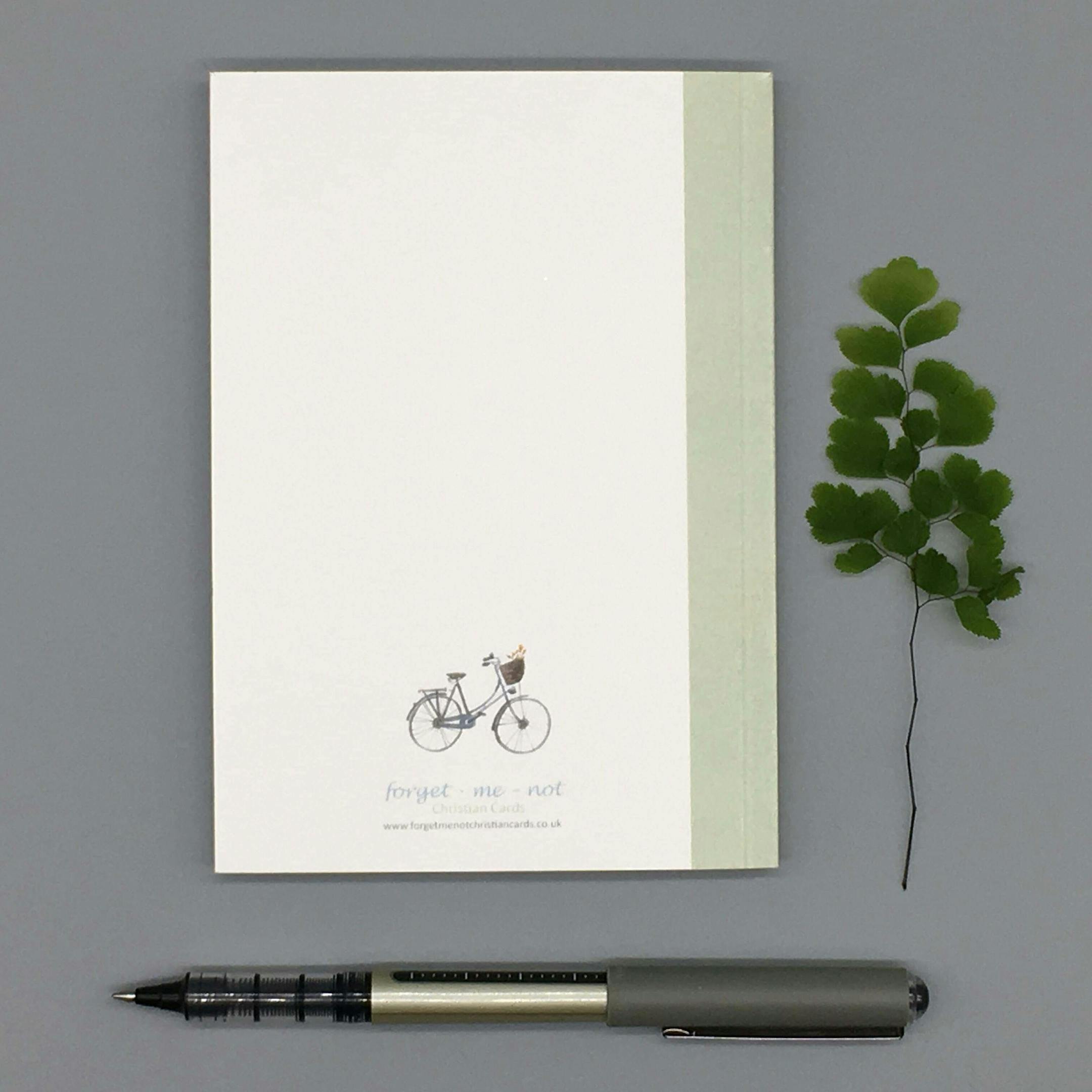 Bike Back - Psalm 25:4 Notebook - Forget-Me-Not Christian Card
