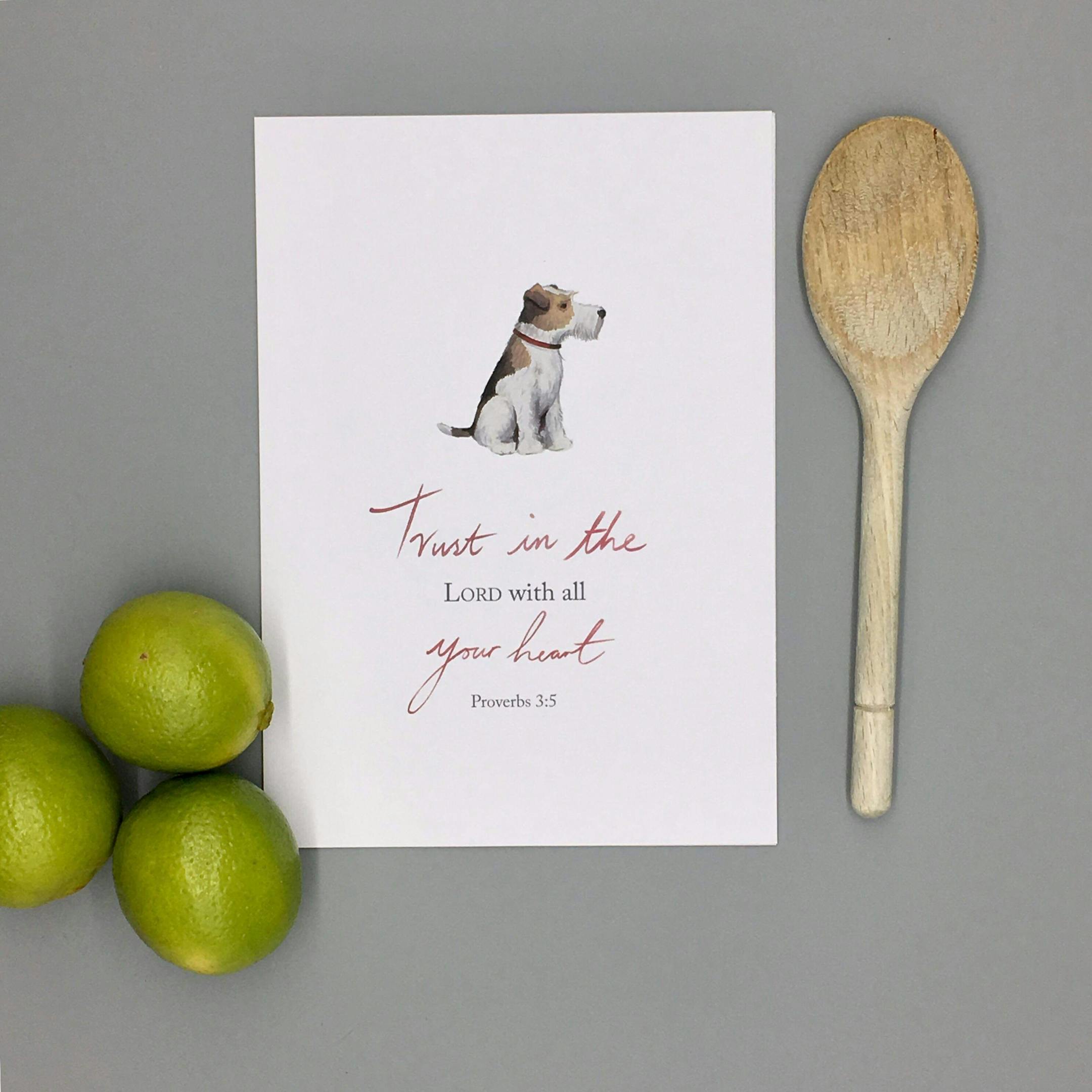 Dog Trust Print - Proverbs 3:5 - Forget-Me-Not Christian Cards