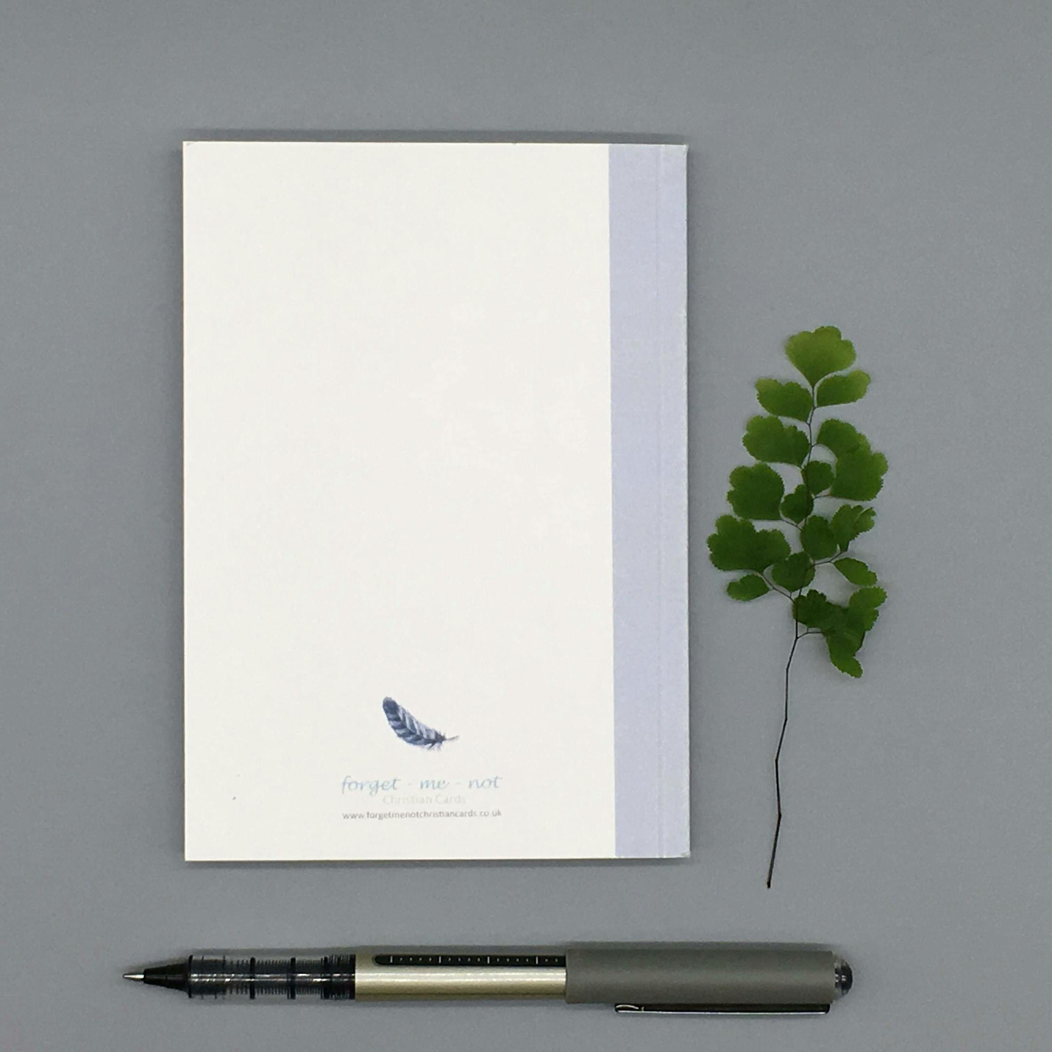 Feather Back - Under His Wings Notebook - Psalm 91:4 - Forget-Me-Not Christian Cards