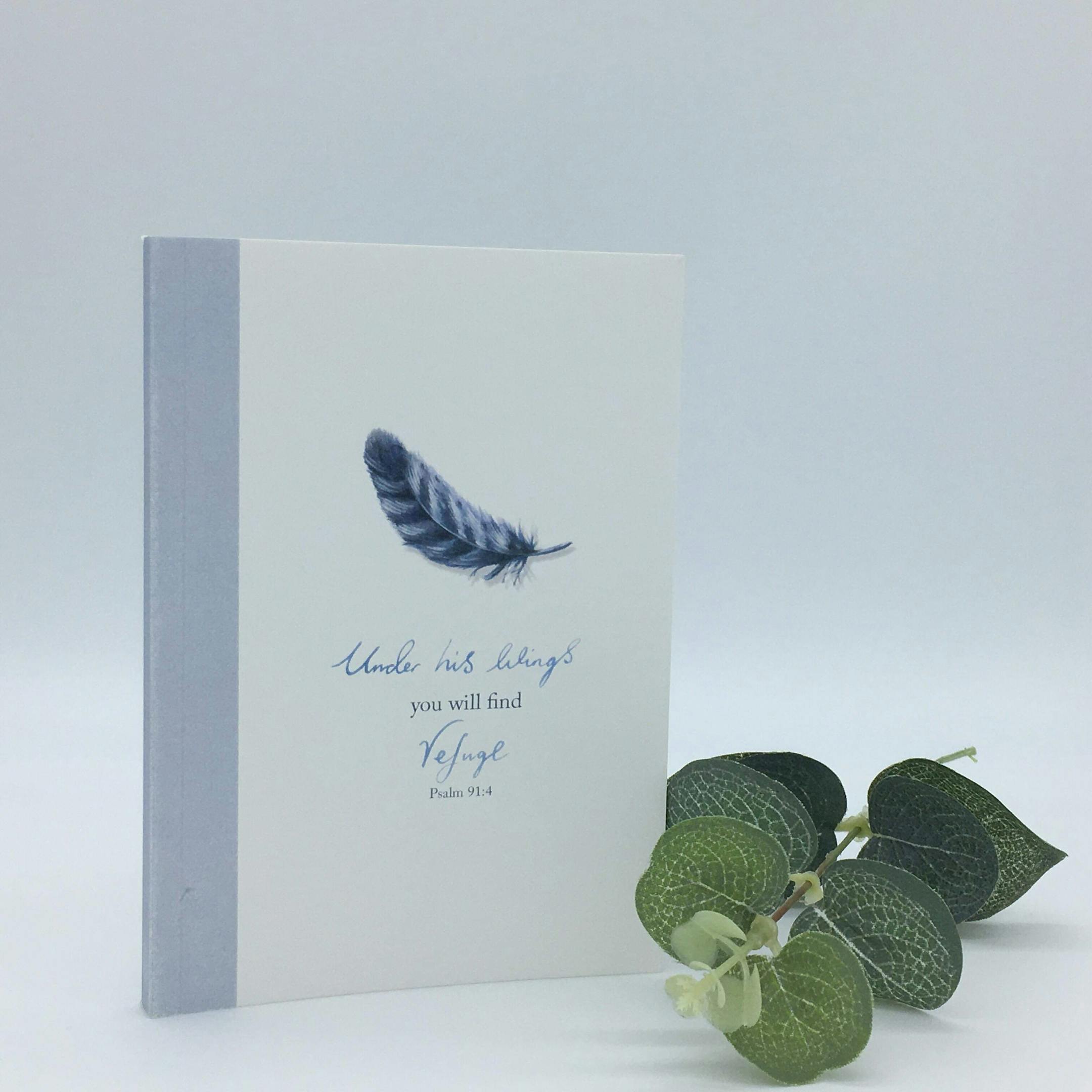 Feather Notebook - Psalm 91:4 - Forget-Me-Not Christian Cards