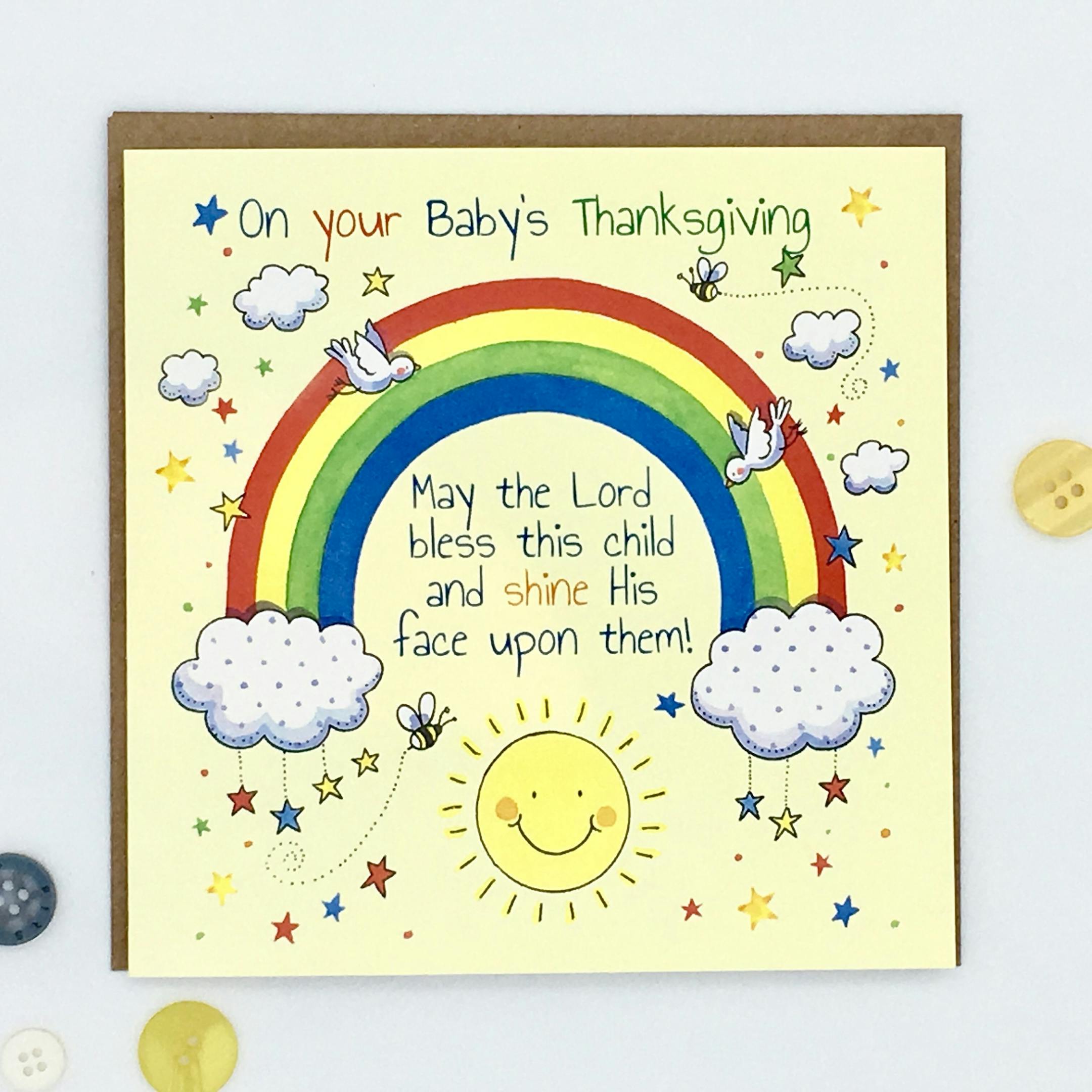 Thanksgiving Baby Rainbow Card - Numbers 6:24-25 - Forget-Me-Not Christian Cards