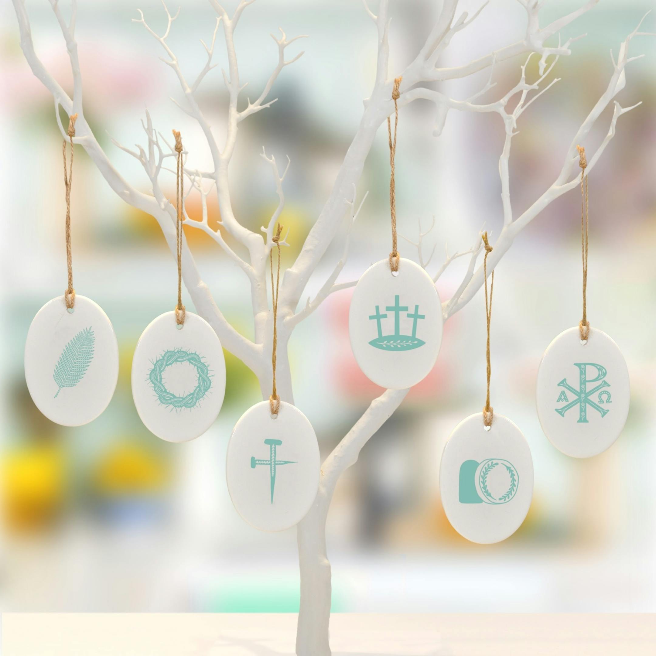 Teal Ceramic Folksy Easter Decorations by Frog and Gnome at Cheerfully Given
