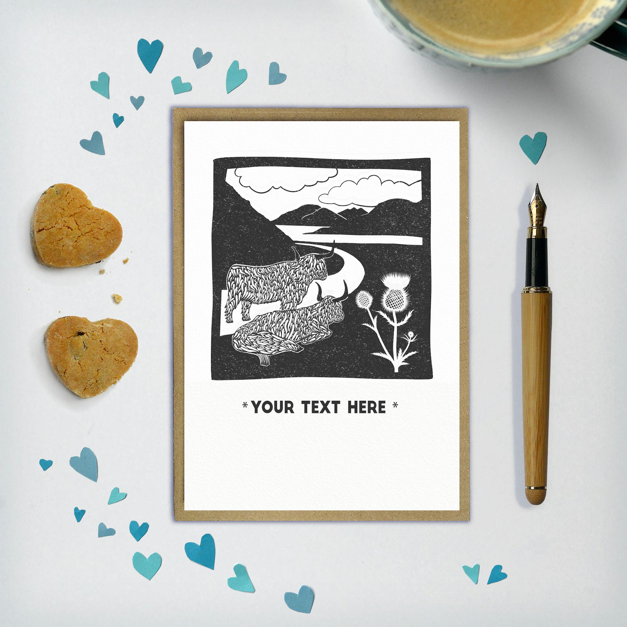 Your Text Here - Highland Cow Card - Frog and Gnome