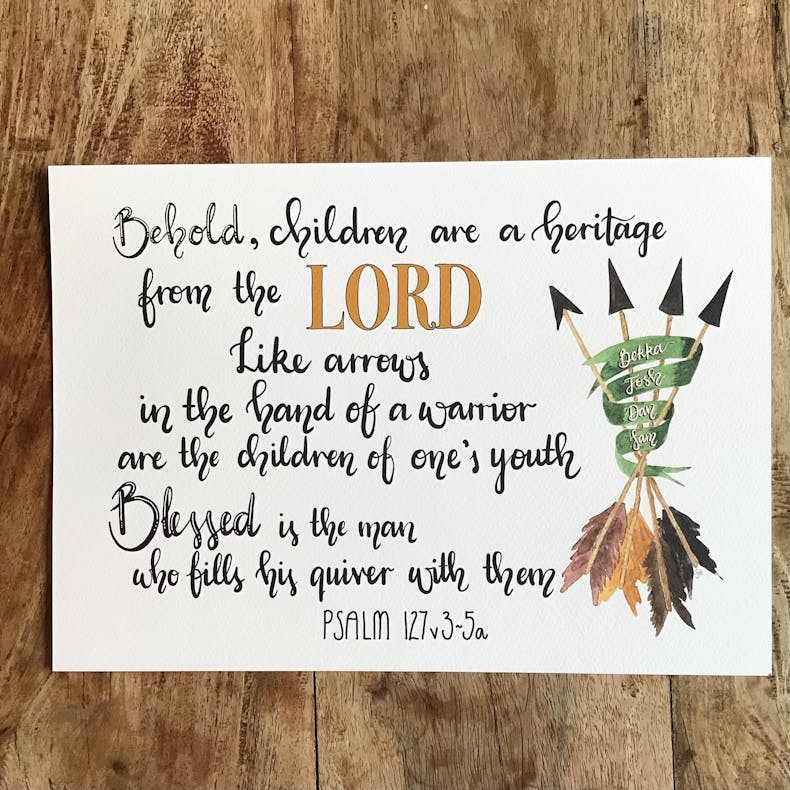 Behold child heritage Psalm 127 Personalised Christian Print | Hope Filled Blessings @ Cheerfully Given - Christian Father's Day Gifts