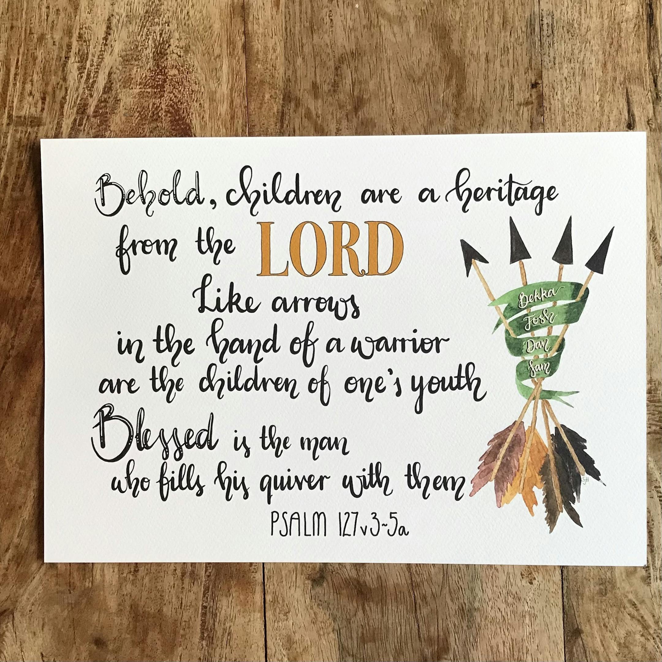 Behold child heritage Psalm 127 Personalised Christian Print | Hope Filled Blessings @ Cheerfully Given - Christian Father's Day Gifts