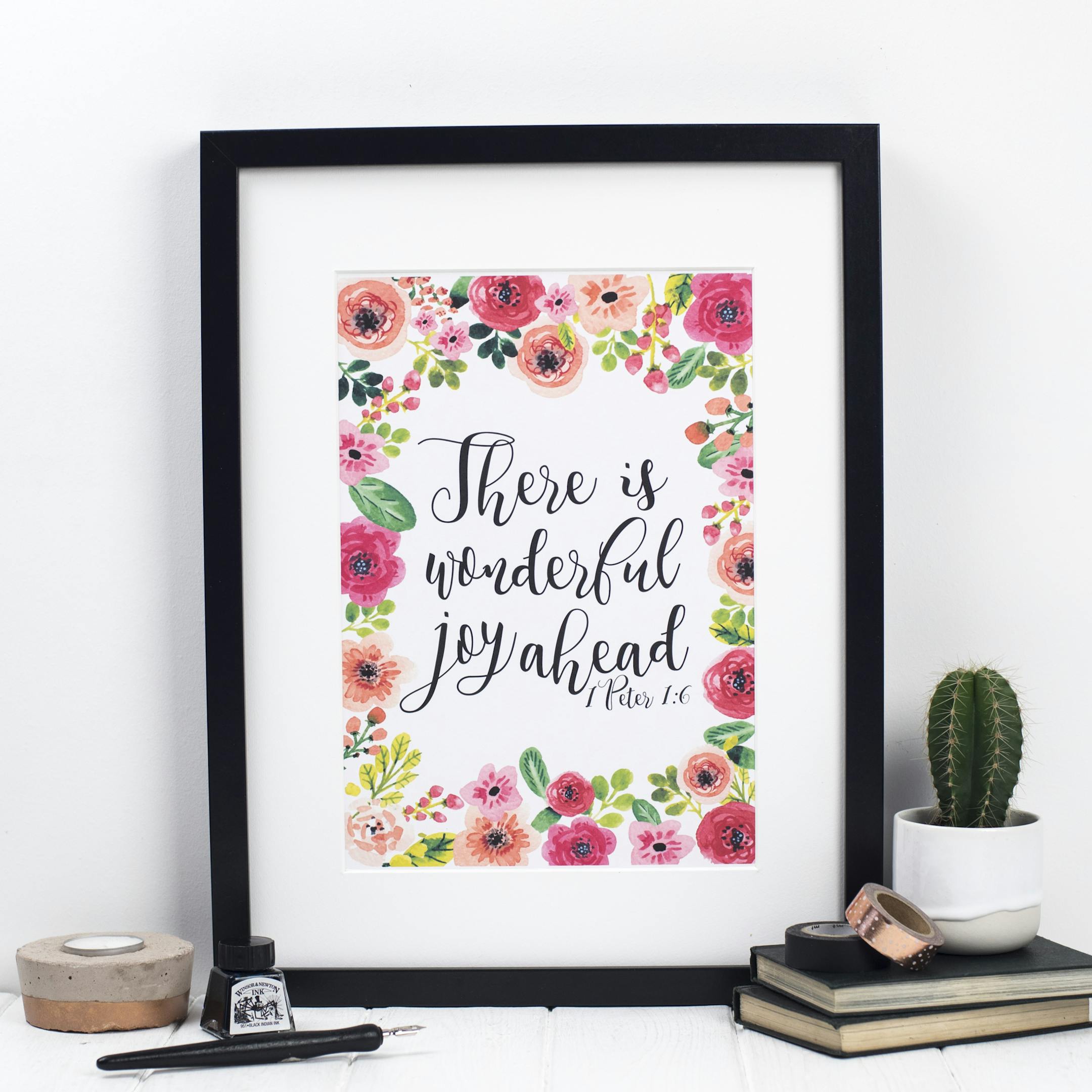 1 Peter 1:6 Floral Print - There Is Wonderful Joy Ahead - Izzy and Pop