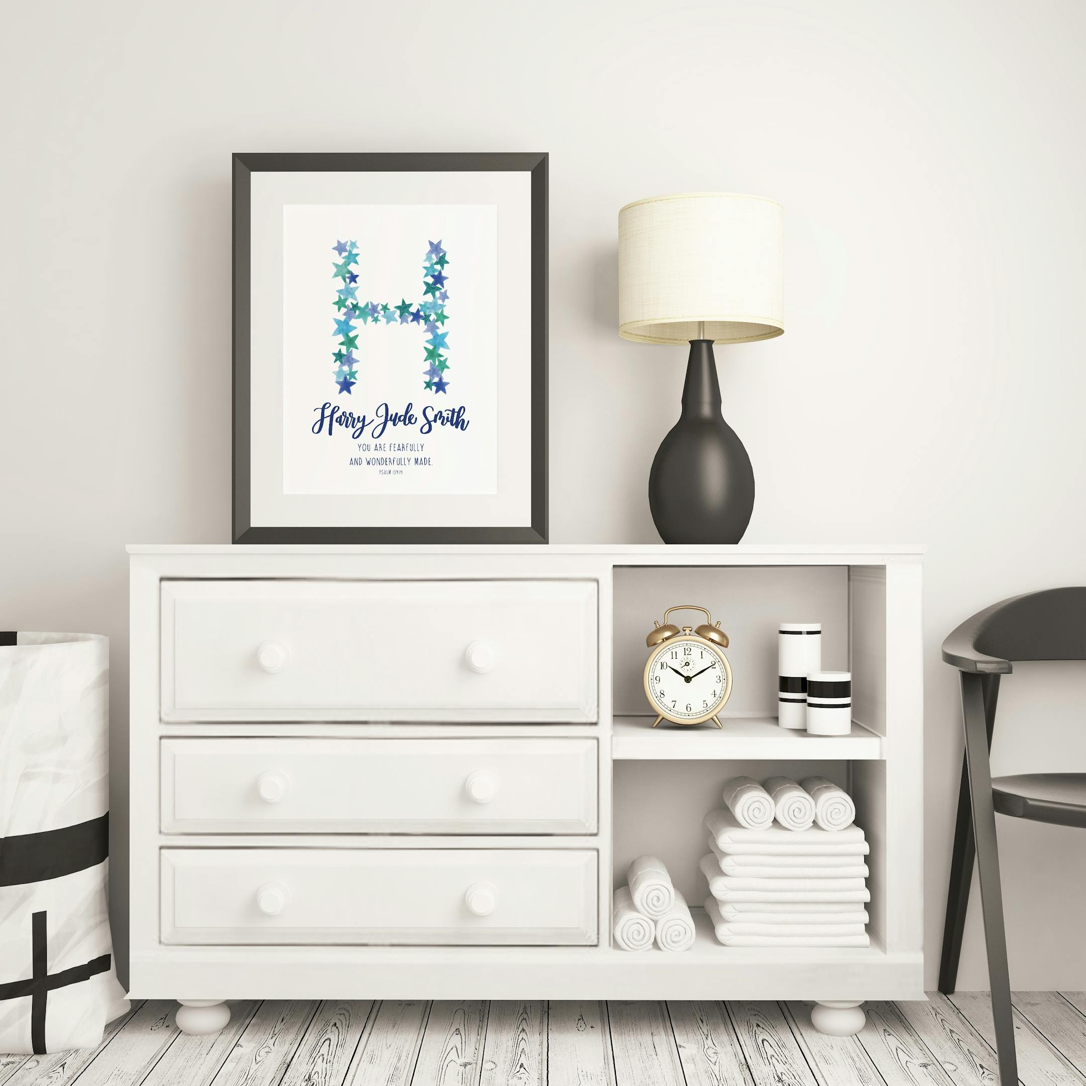 Baby Boy Name Print - Personalised Psalm 139:14 - Izzy and Pop