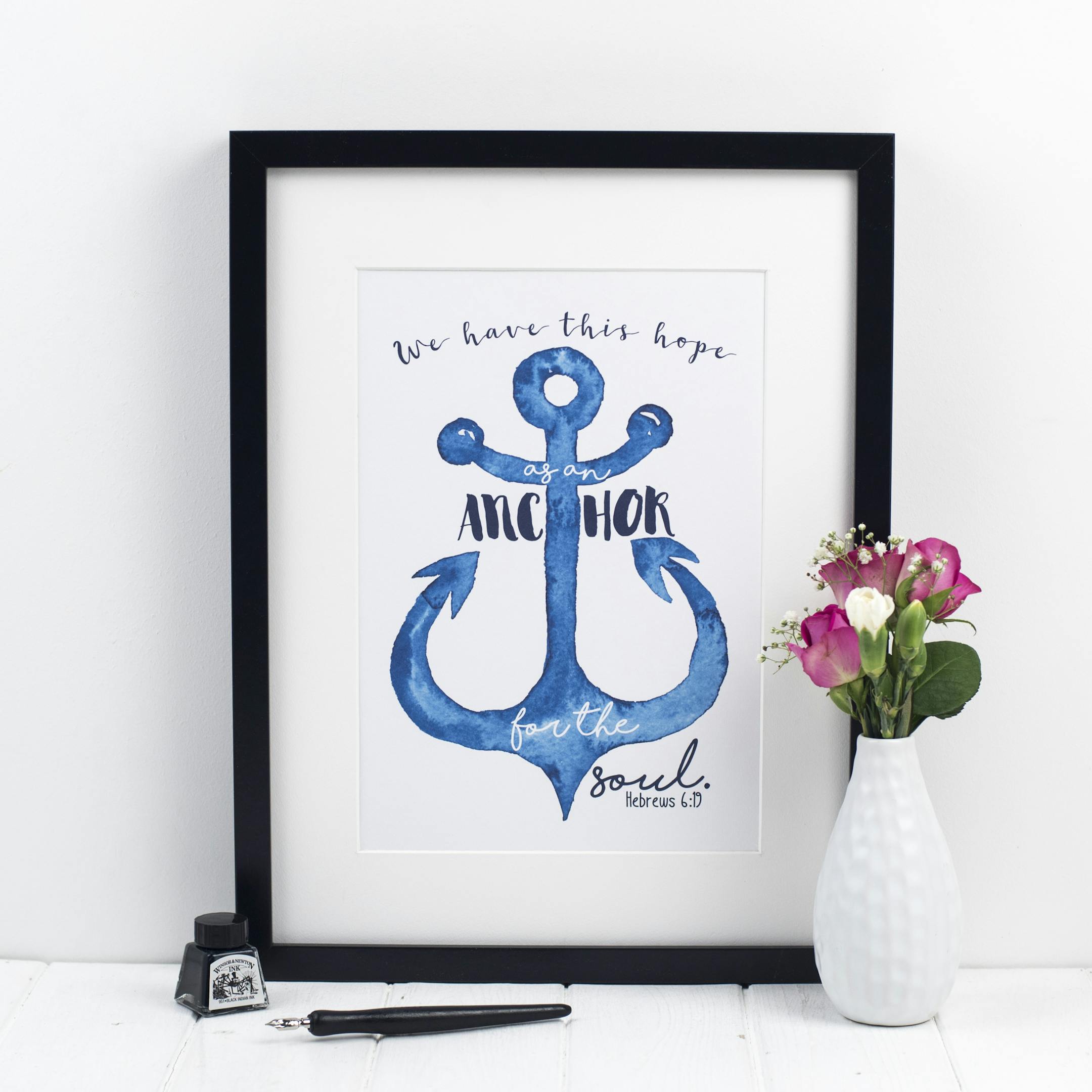 Blue Anchor Print - Hebrews 6:19 - Izzy and Pop