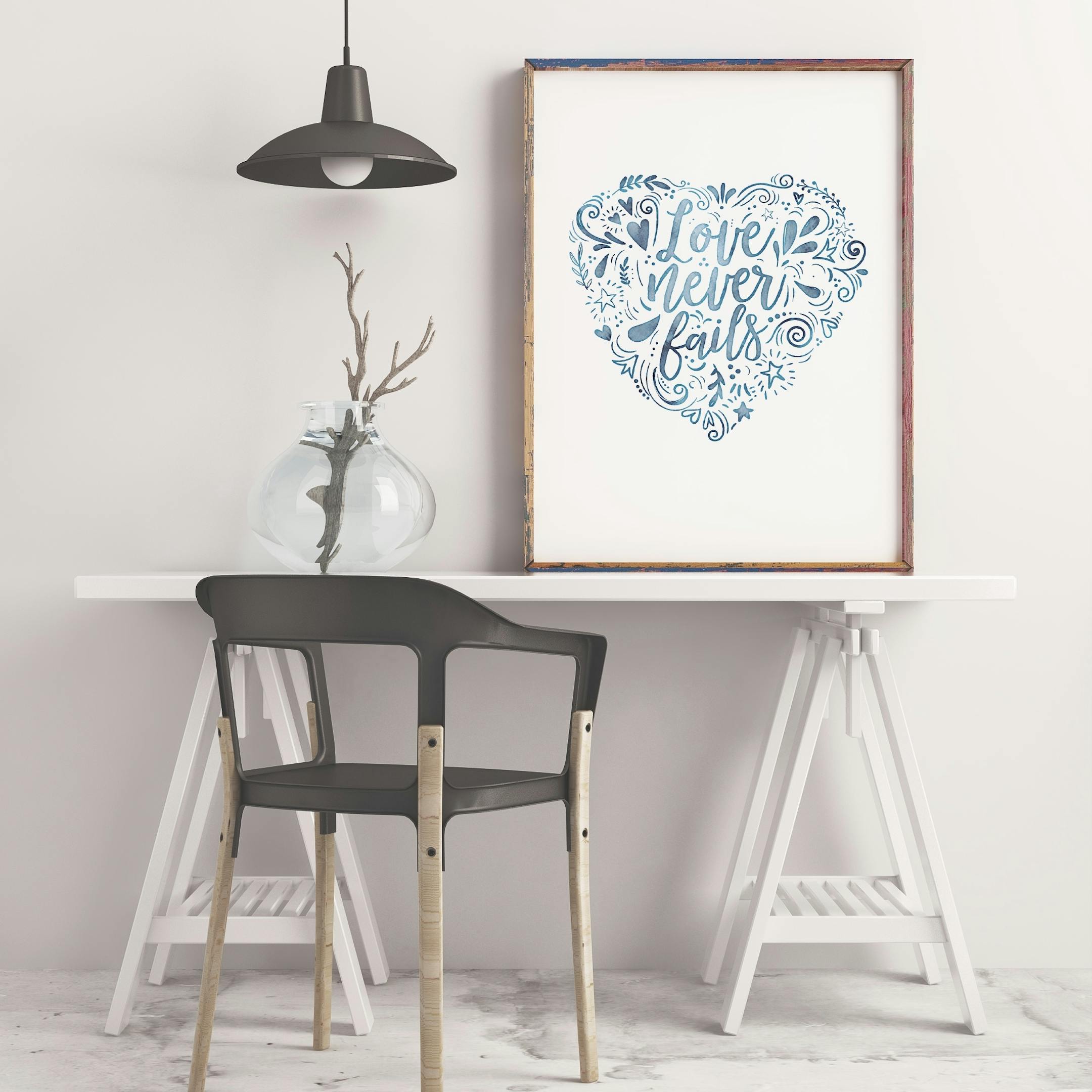 Blue Heart - Love Never Fails Print - 1 Corinthians 13 - Izzy and Pop