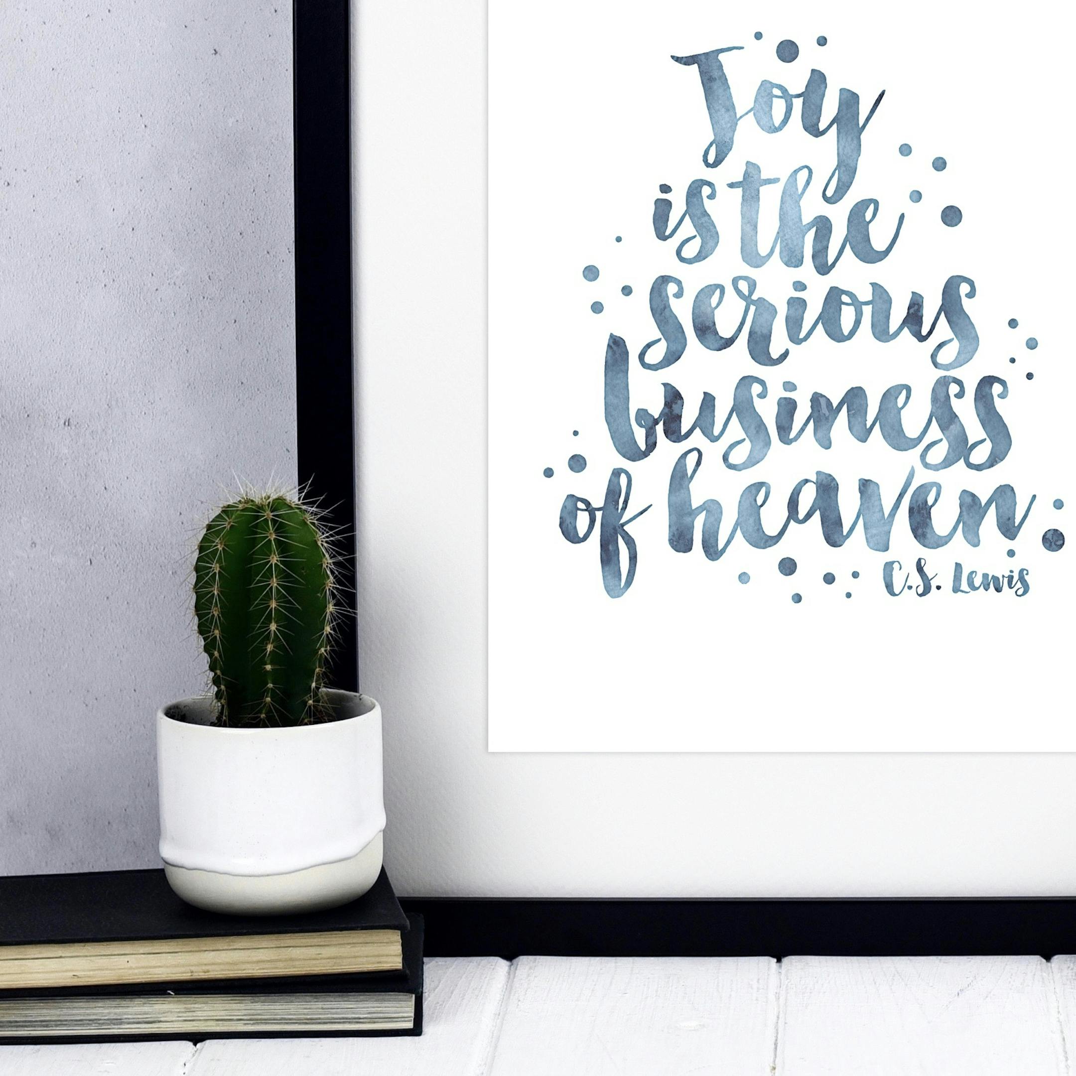 C.S. Lewis Quote Print - Deep Blue - Joy Is The Serious Business