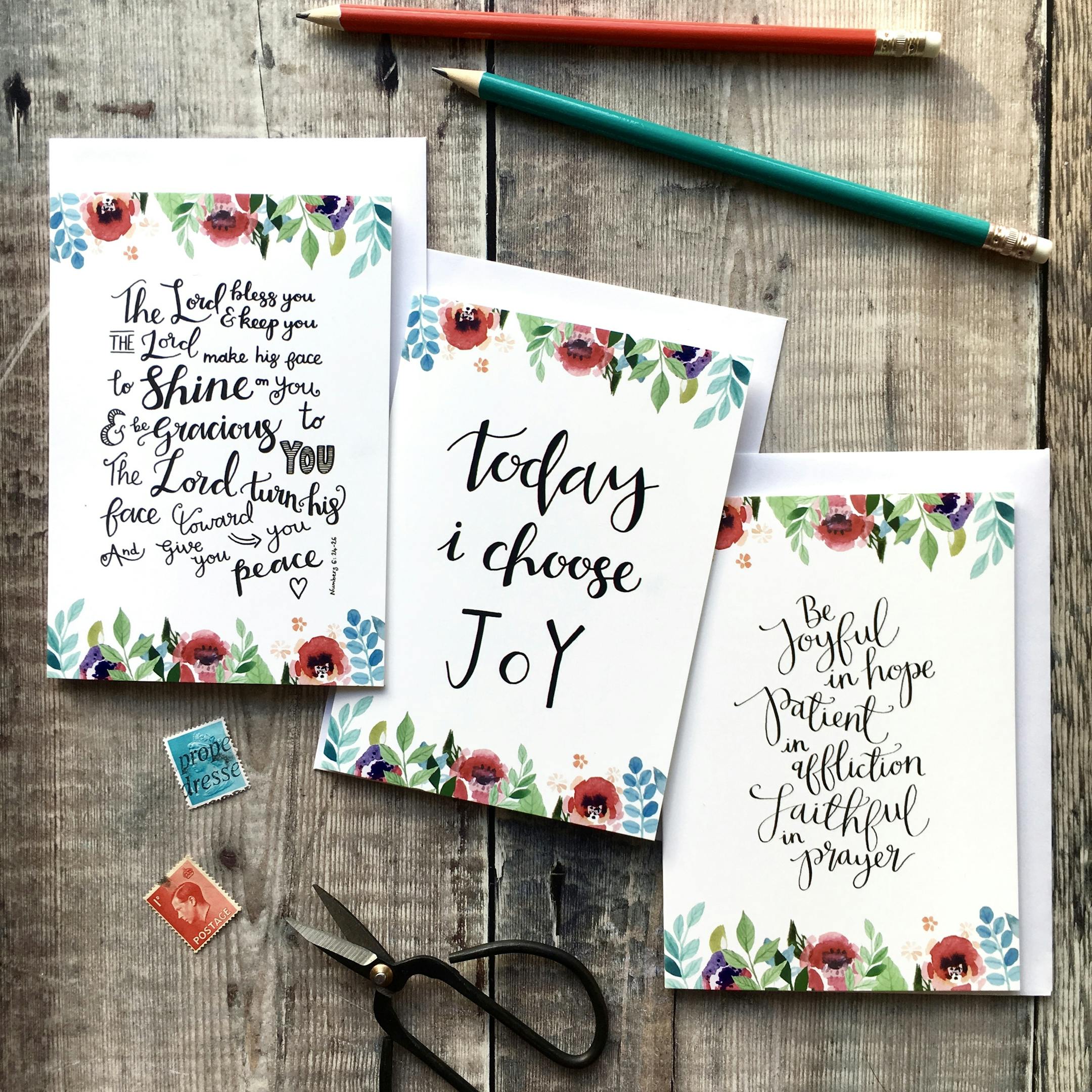 Floral Faith Encouragement Card Set of 6 - Izzy and Pop