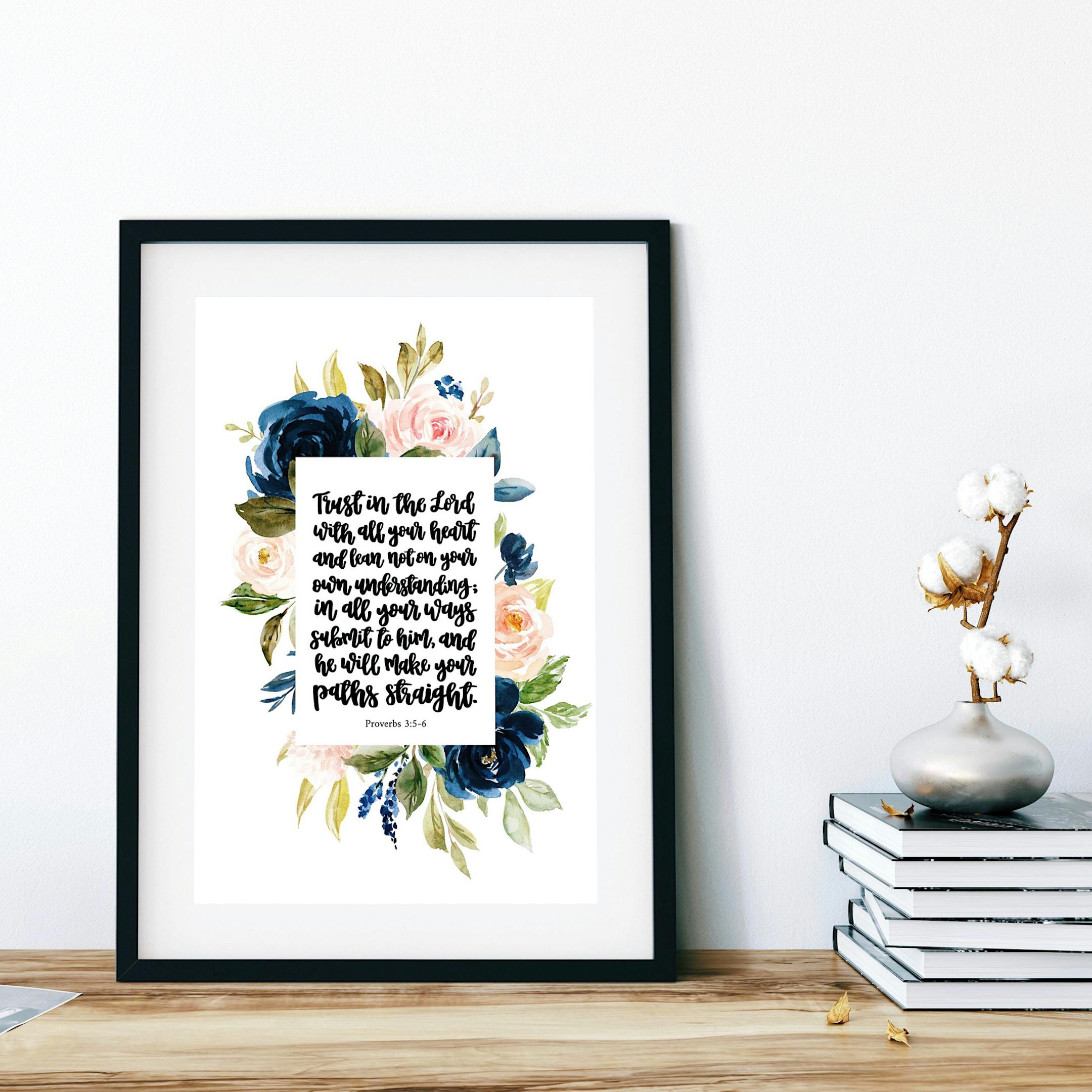 Floral Proverbs 3:5-6 Print - Izzy & Pop