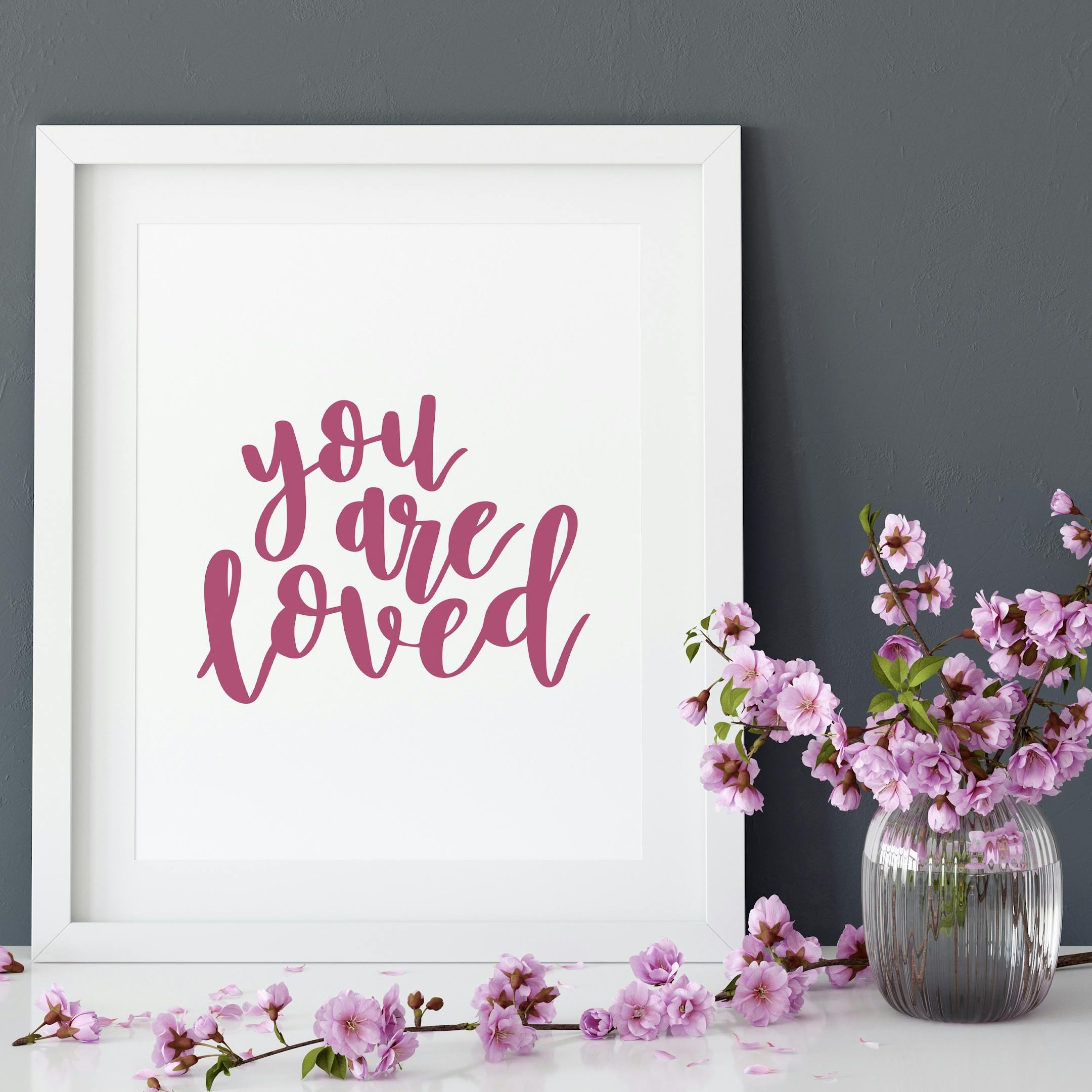 Fuchsia You Are Loved Print - Izzy and Pop