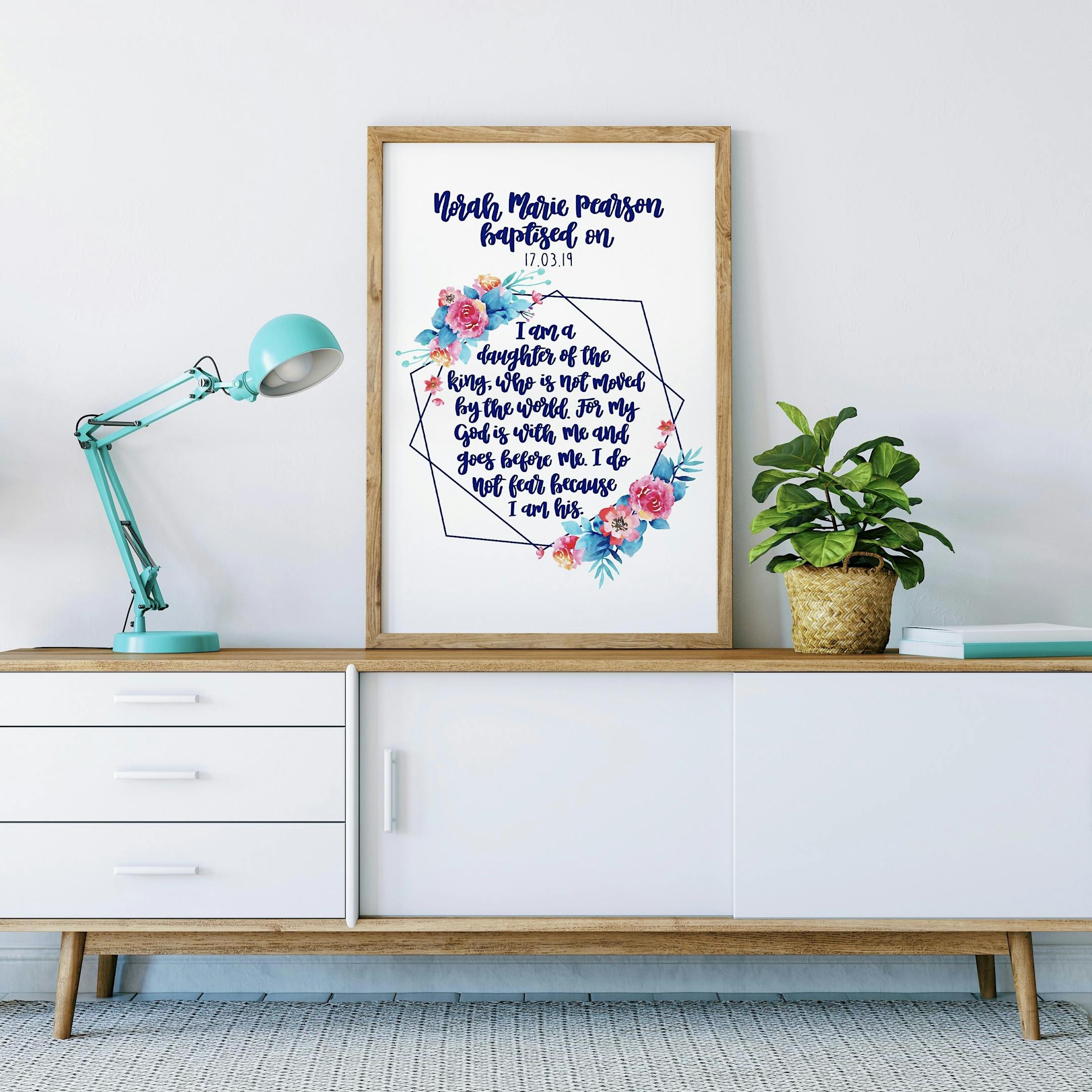 Geo Print Personalised Baptism Version - I Am A Daughter Of The King - Izzy and Pop
