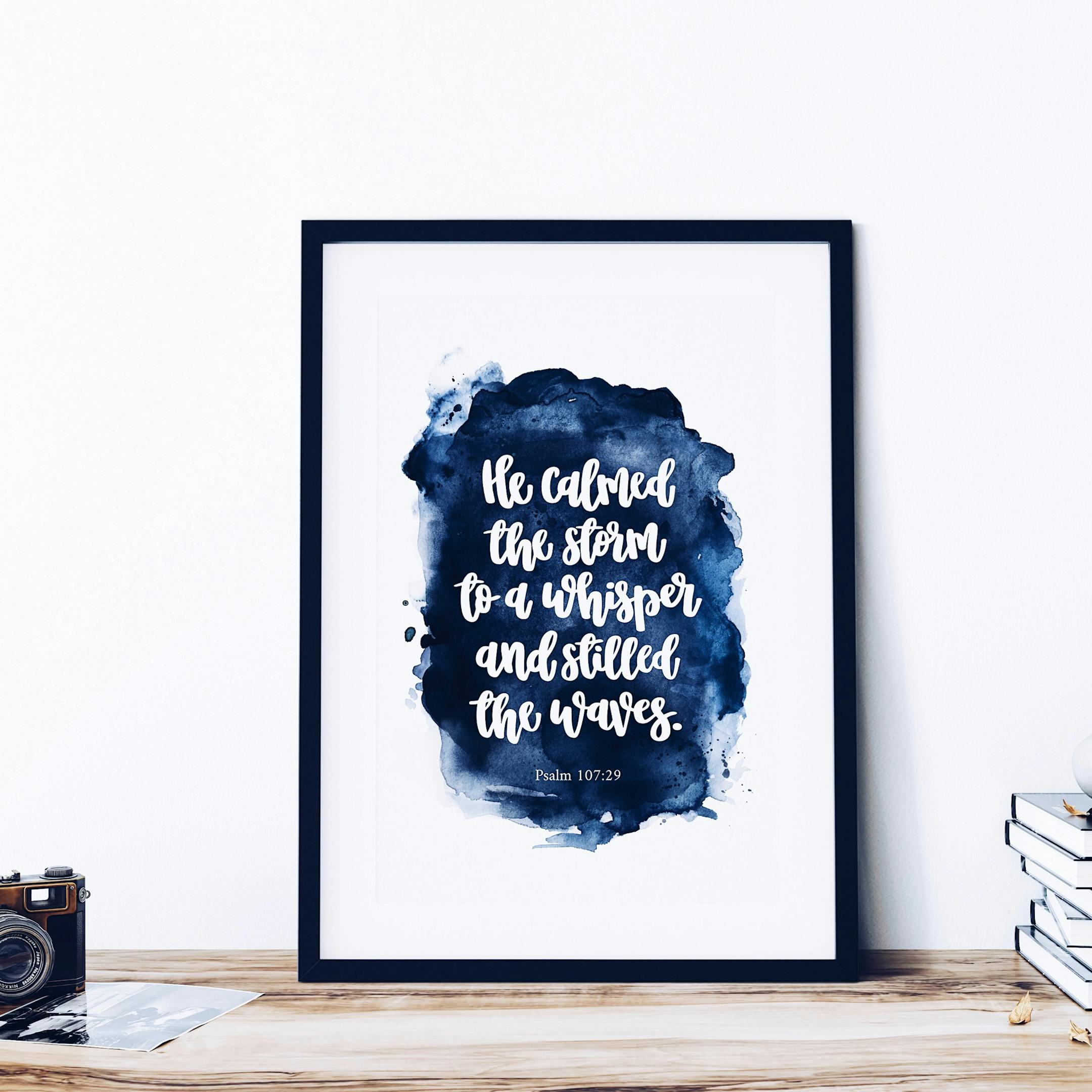 He Calmed The Storm Print - Psalm 107:29 - Izzy & Pop