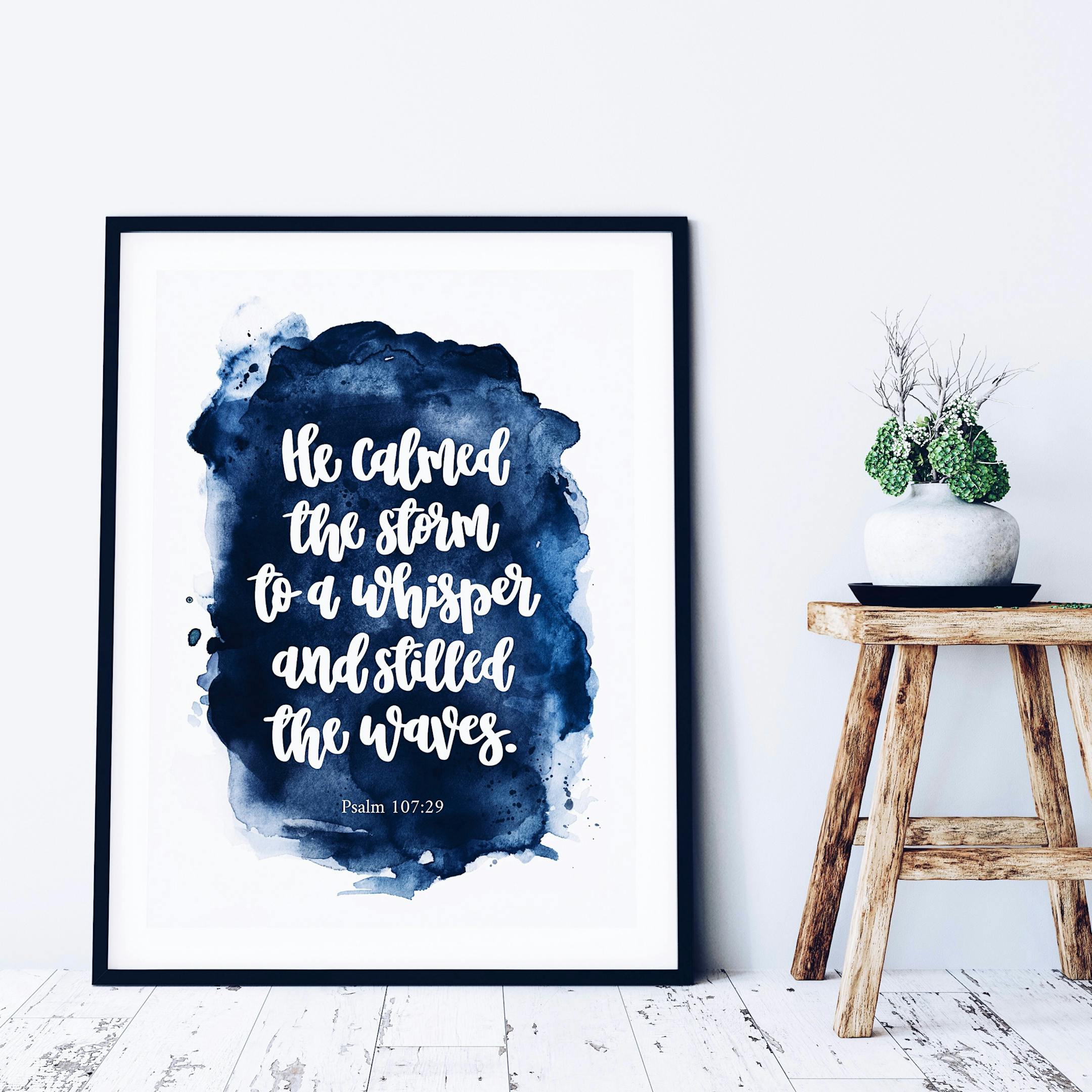 He Calmed The Storm To A Whisper Print - Psalm 107:29 - Izzy & Pop