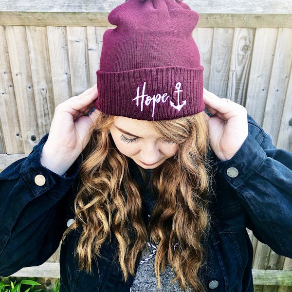 Hope Anchor - Burgundy Beanie - Izzy and Pop