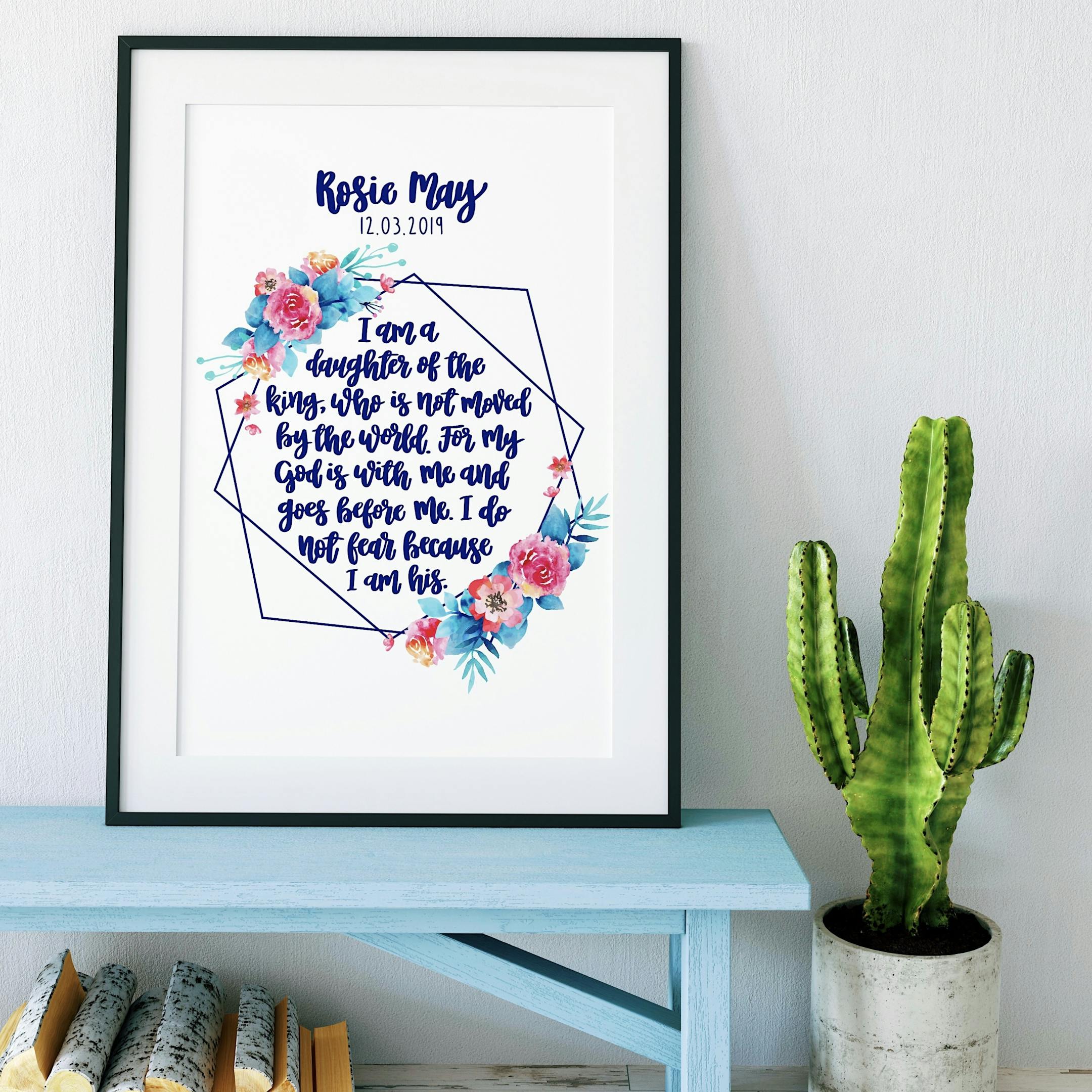 I Am A Daughter Of The King Geo Print 2 - Personalised Print - Izzy and Pop