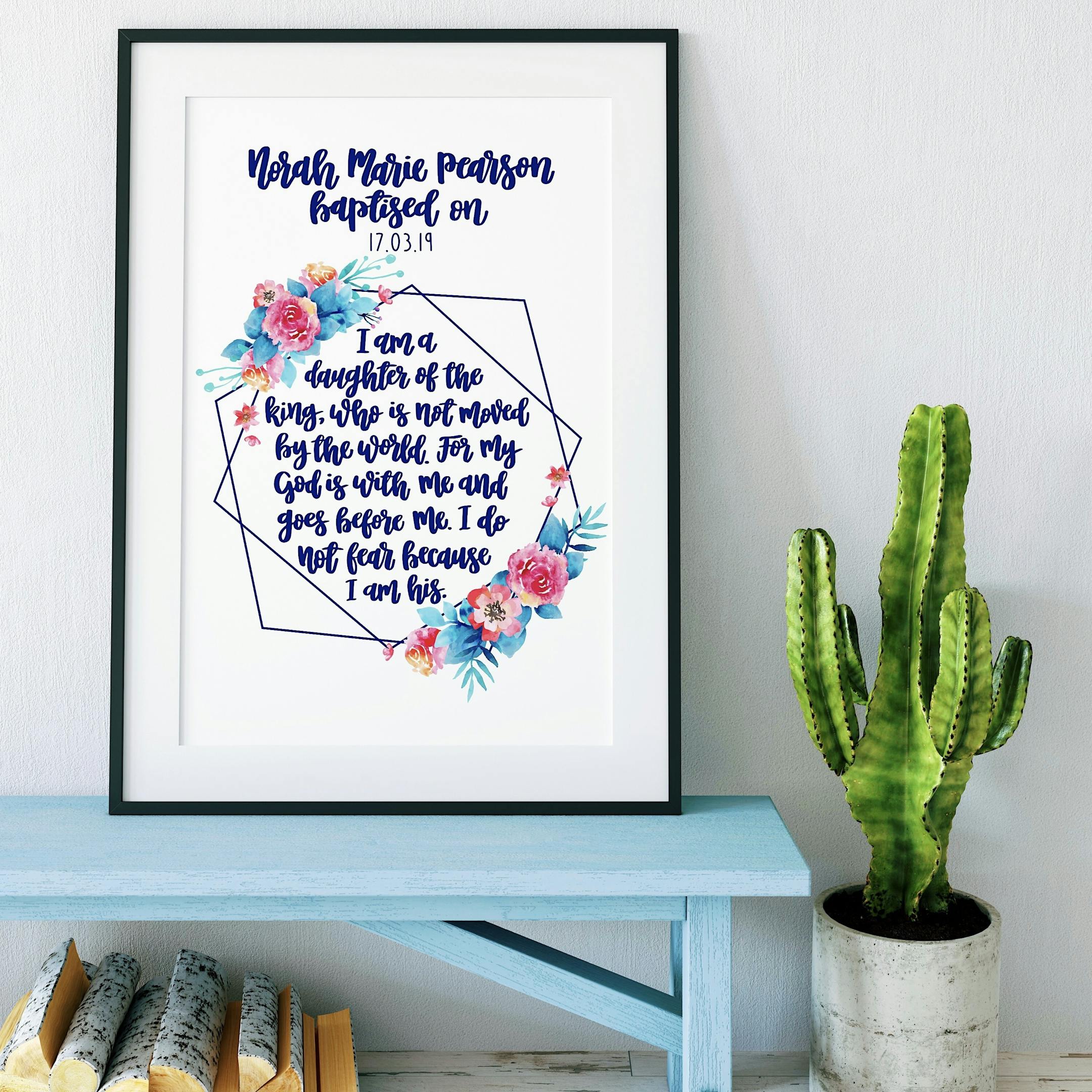 I Am A Daughter Of The King Geo Print - Personalised Baptism Version - Izzy and Pop