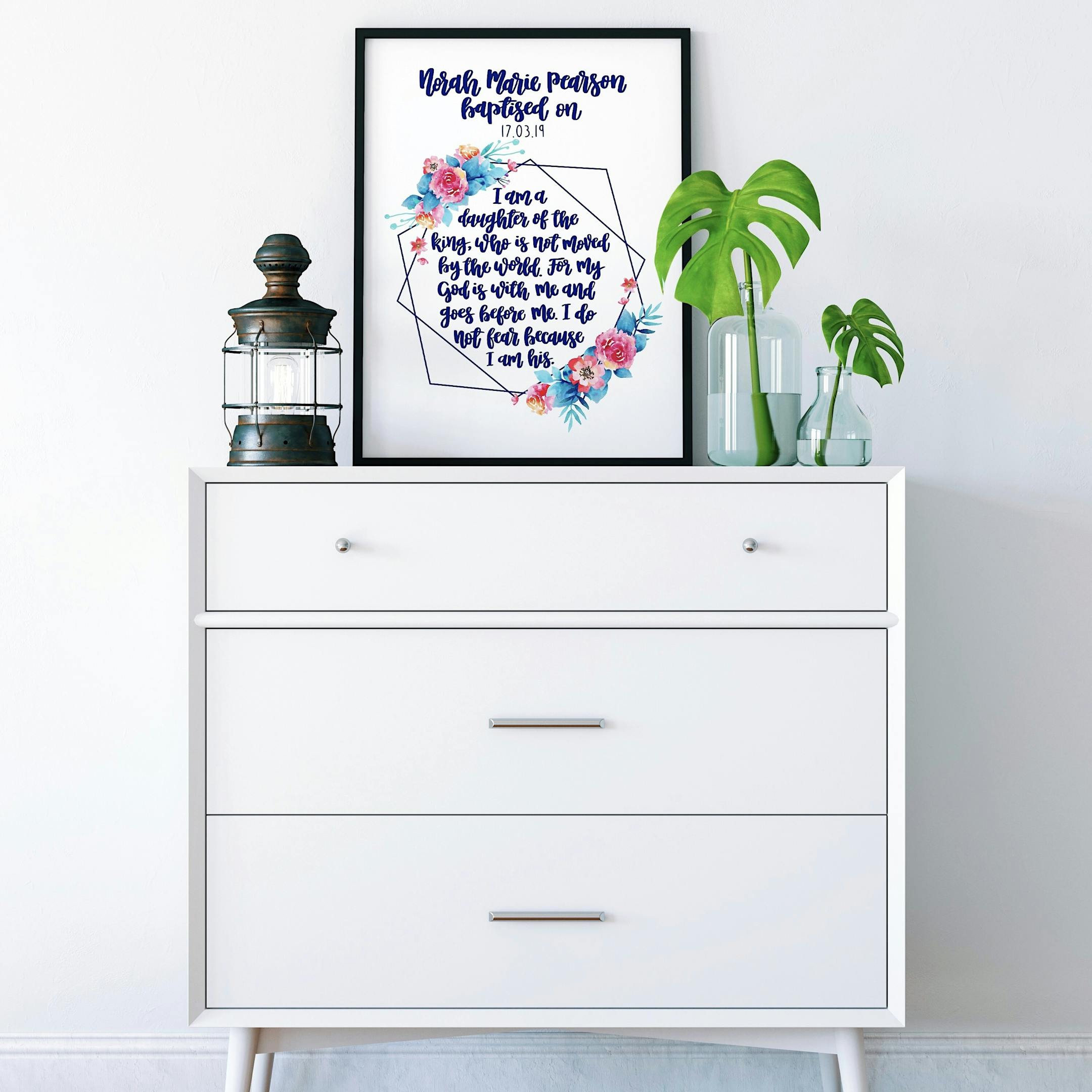 Izzy and Pop - Personalised Baptism Geo Print - I Am A Daughter Of The King