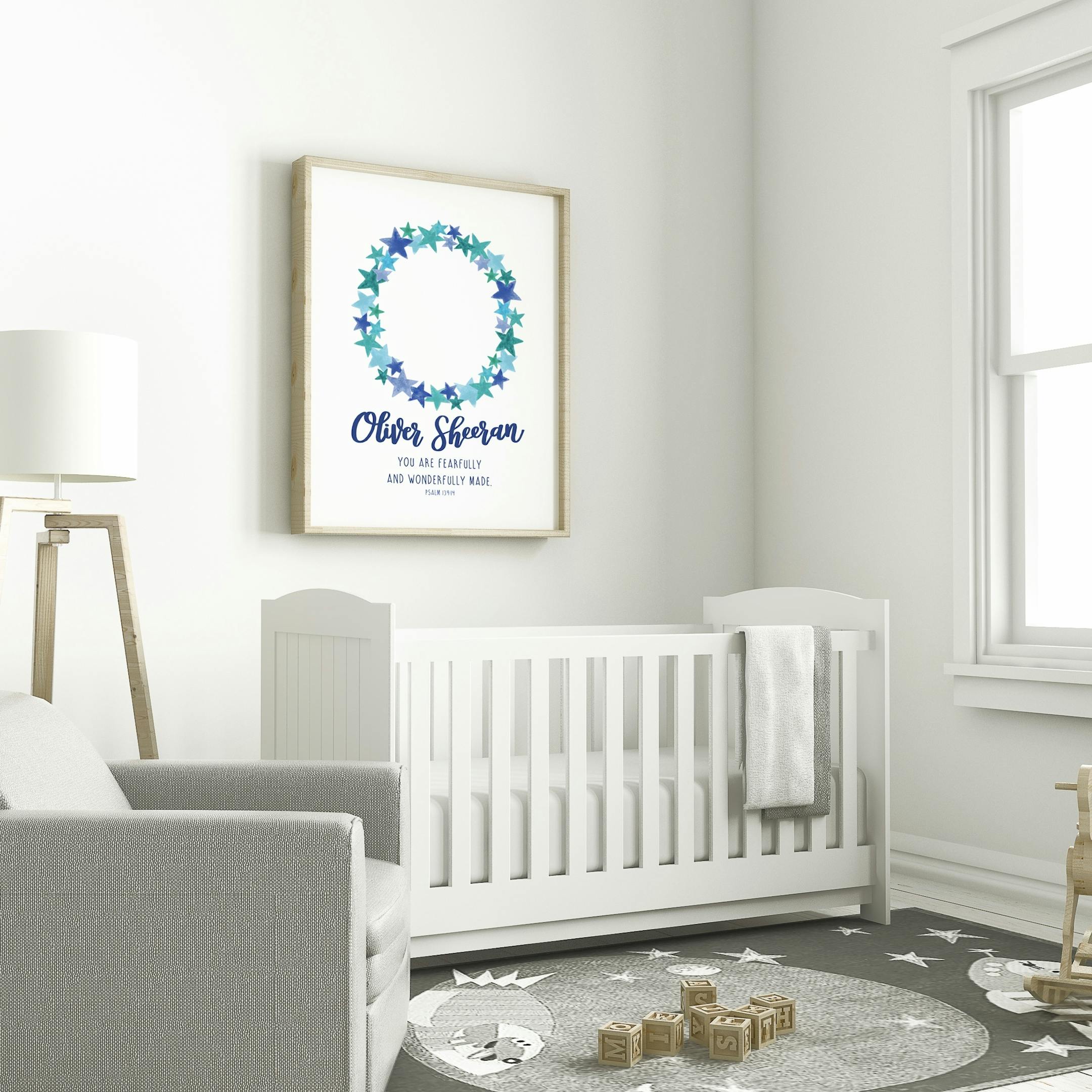 Izzy and Pop - Personalised Boy Name Print - Psalm 139:14