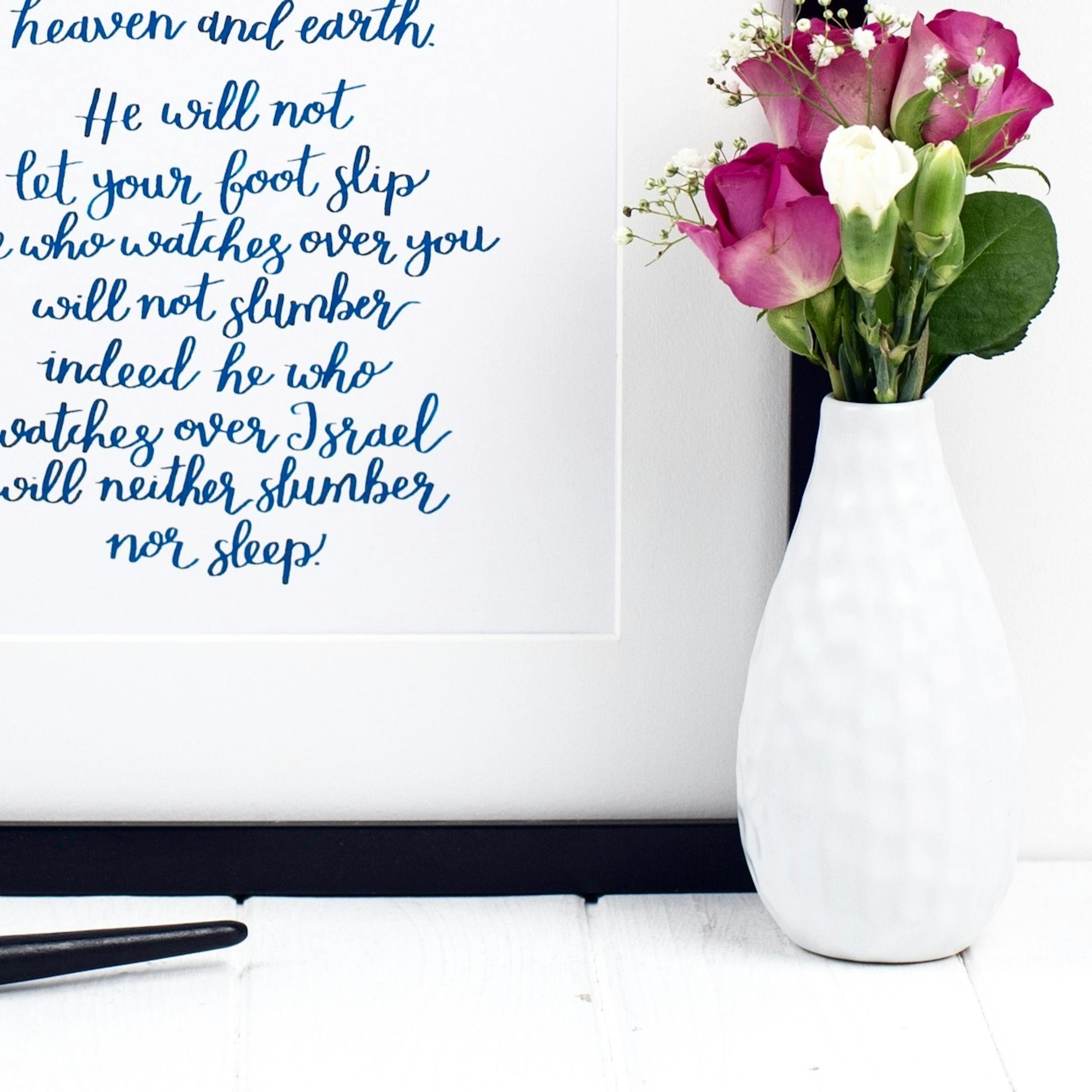 Izzy and Pop Print - Blue Ink - I Lift Up My Eyes - Psalm 121:1-4