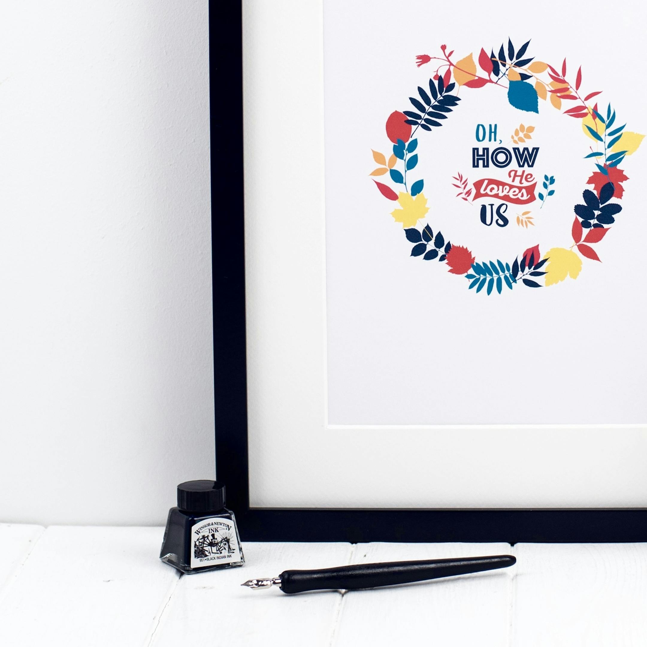 Oh How He Loves Us Floral Wreath Print - Izzy and Pop