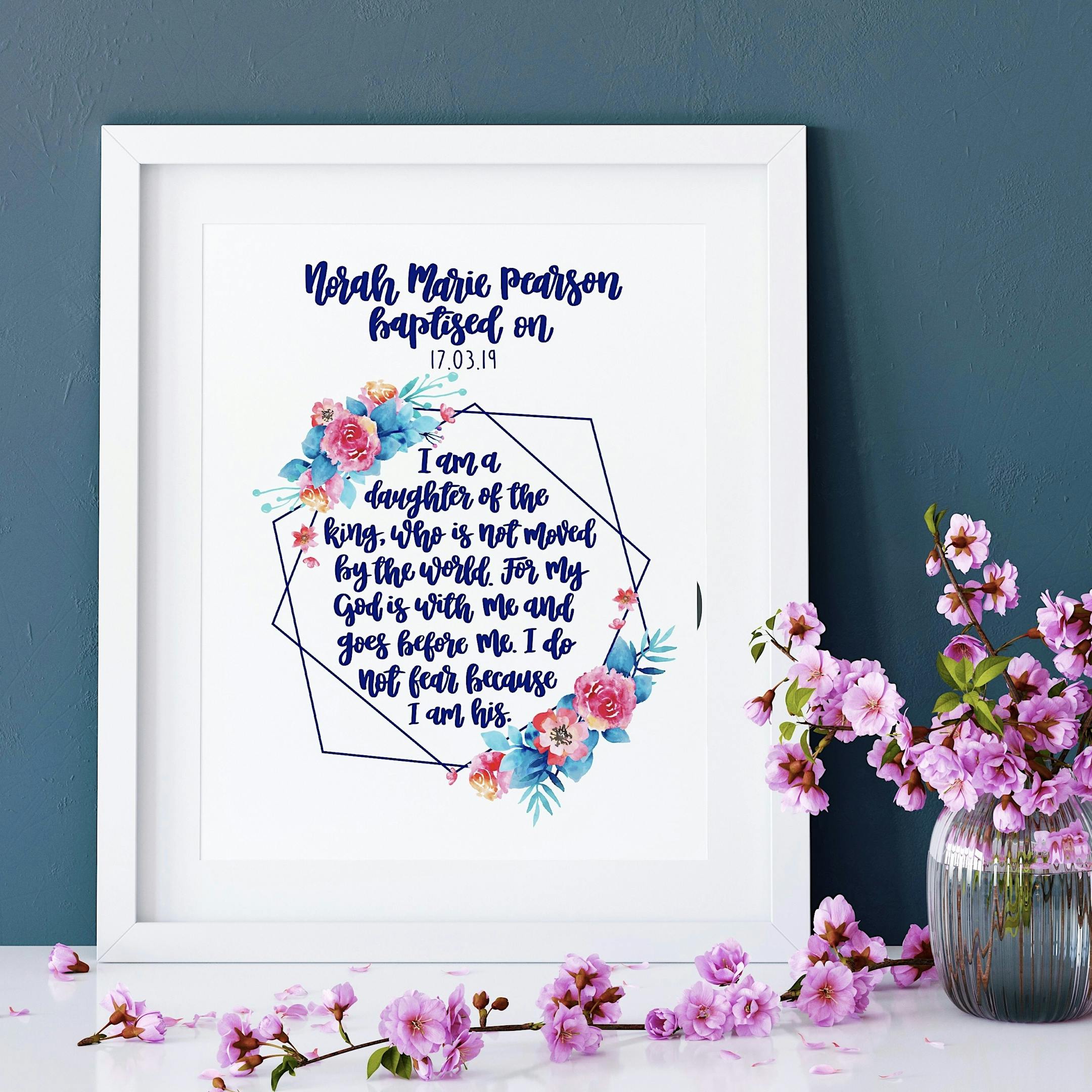 Personalised Baptism Version - I Am A Daughter Of The King Geo Print - Izzy and Pop
