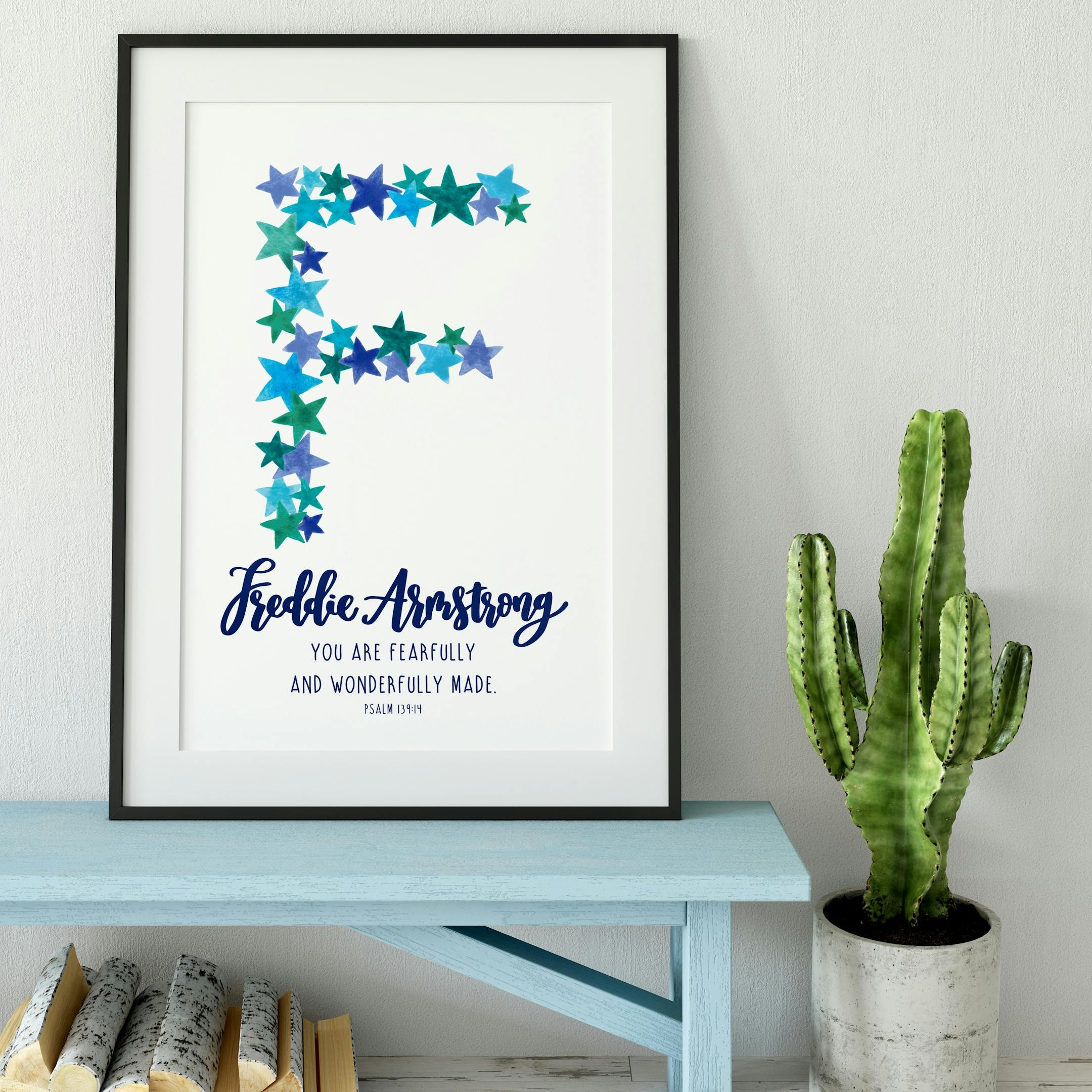 Psalm 139:14 Personalised Print - Baby Boy Name - Izzy and Pop
